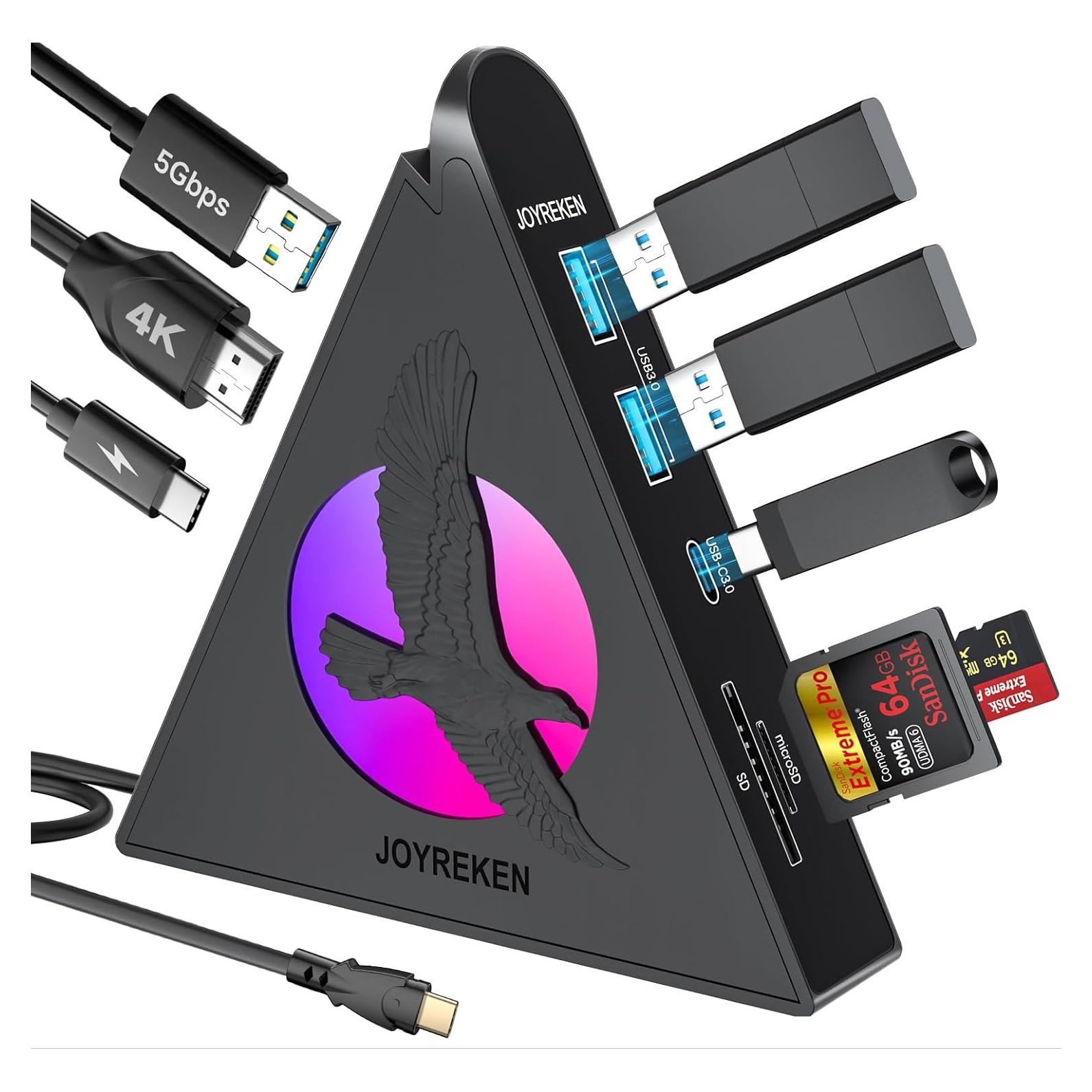Hub USB-C 8-en-1 JoyReken con HDMI 4K, 100W PD, 5Gbps