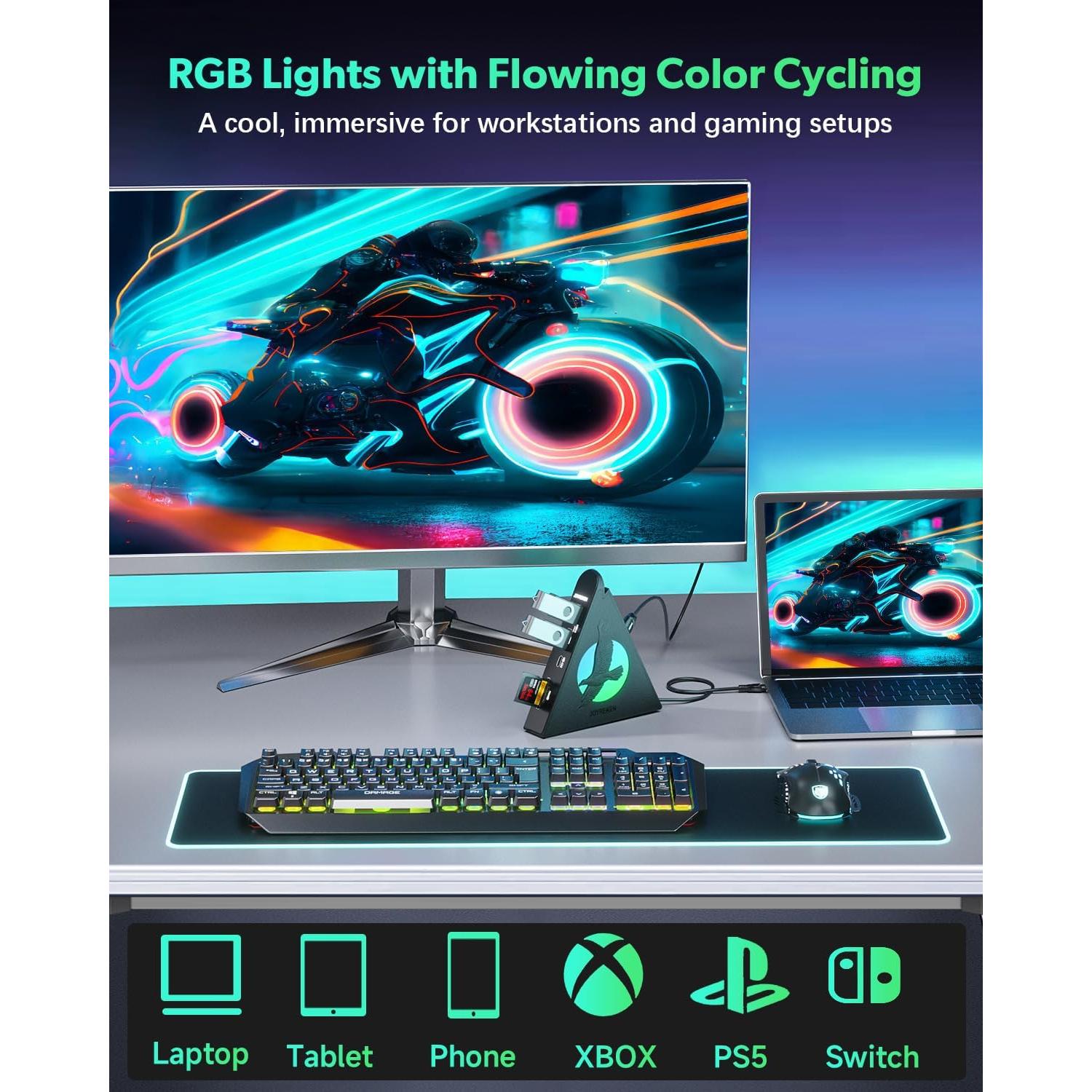 Hub USB-C 8-en-1 JoyReken con HDMI 4K, 100W PD, 5Gbps