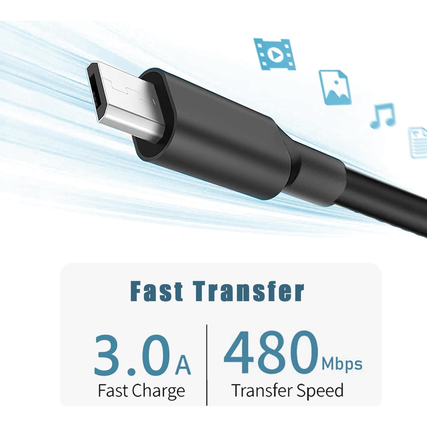 Cable de carga USB A a C 1.52m DIIMO para Logitech y Turtle Beach