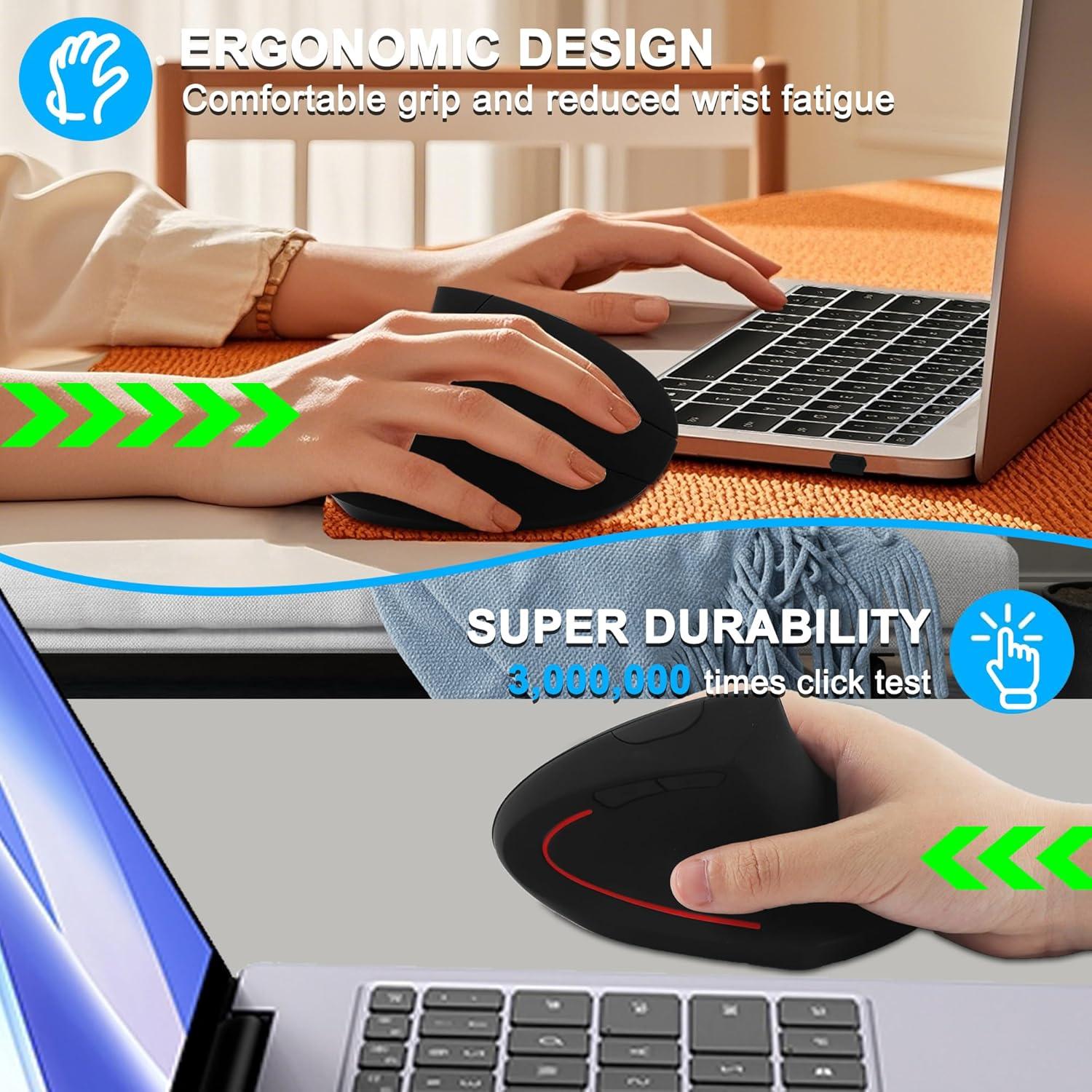 Ratón Ergonómico Inalámbrico GABONGUI Vertical 500mAh USB/Bluetooth