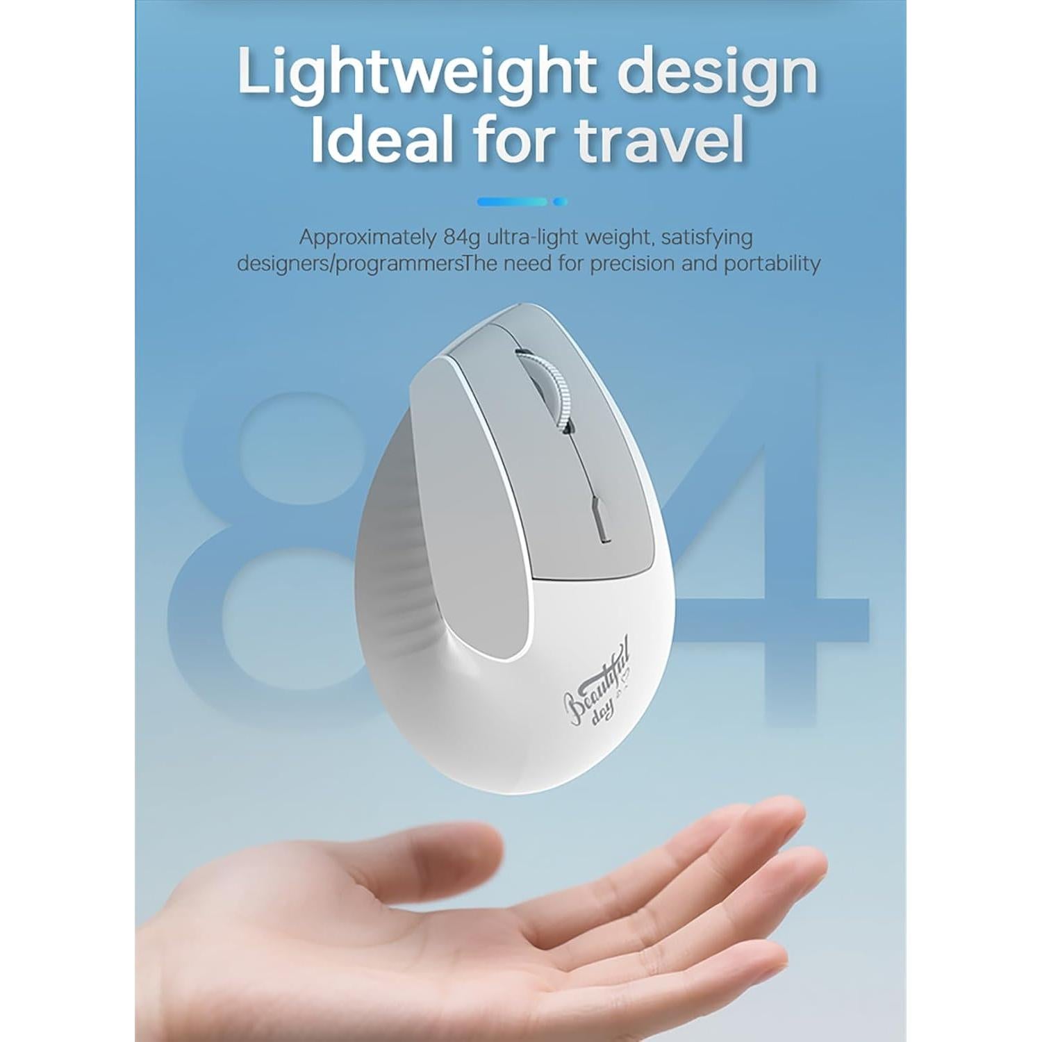 Ratón Inalámbrico Ergonómico Lomiluskr Blanco Recargable 2.4G/Bluetooth