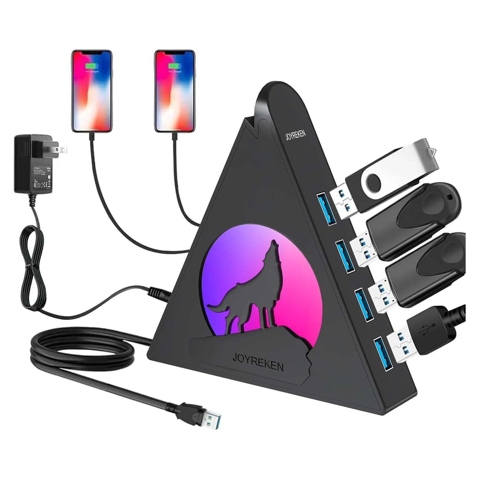 Hub USB 3.0 JoyReken de 6 Puertos con Carga Rápida y RGB