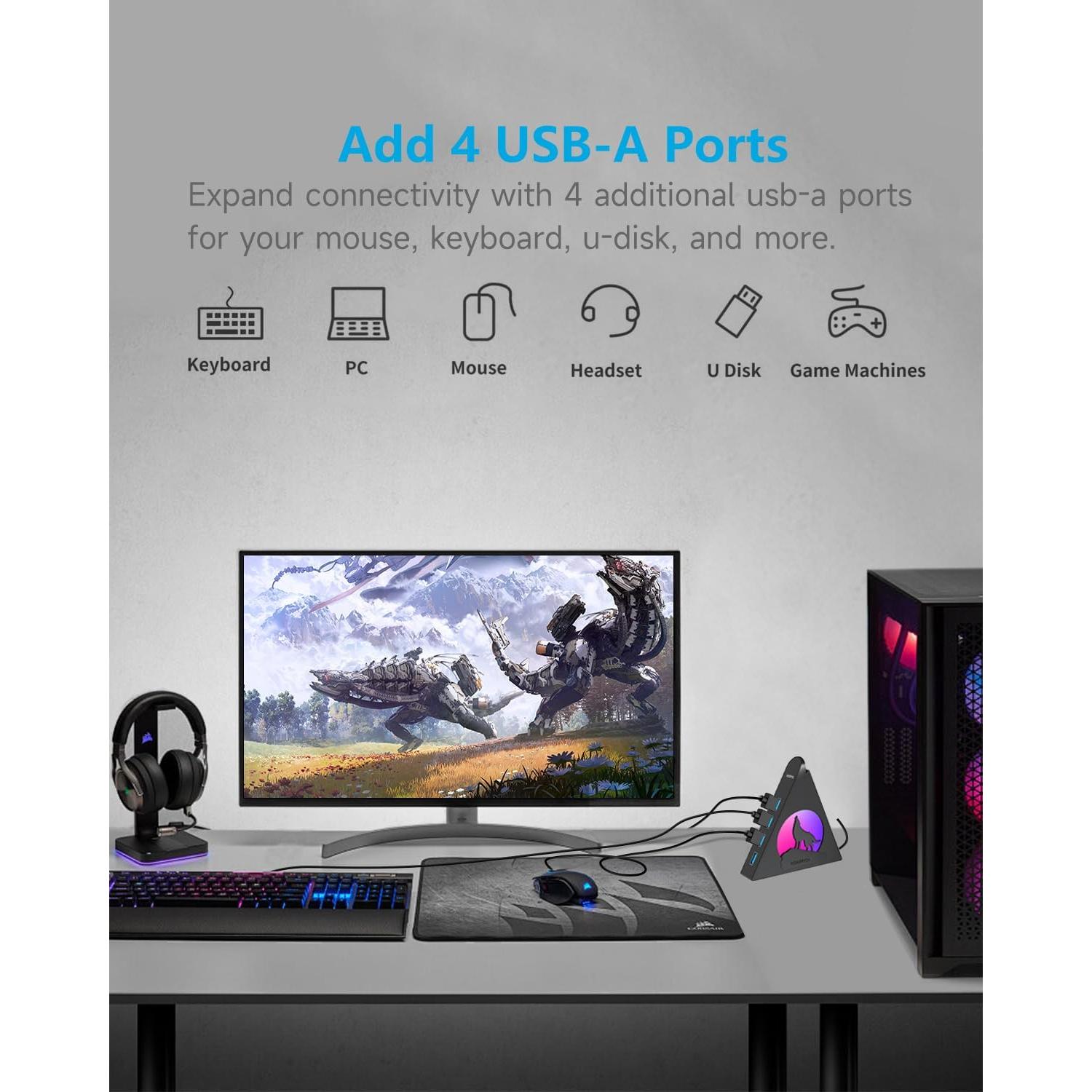 Hub USB 3.0 JoyReken de 6 Puertos con Carga Rápida y RGB