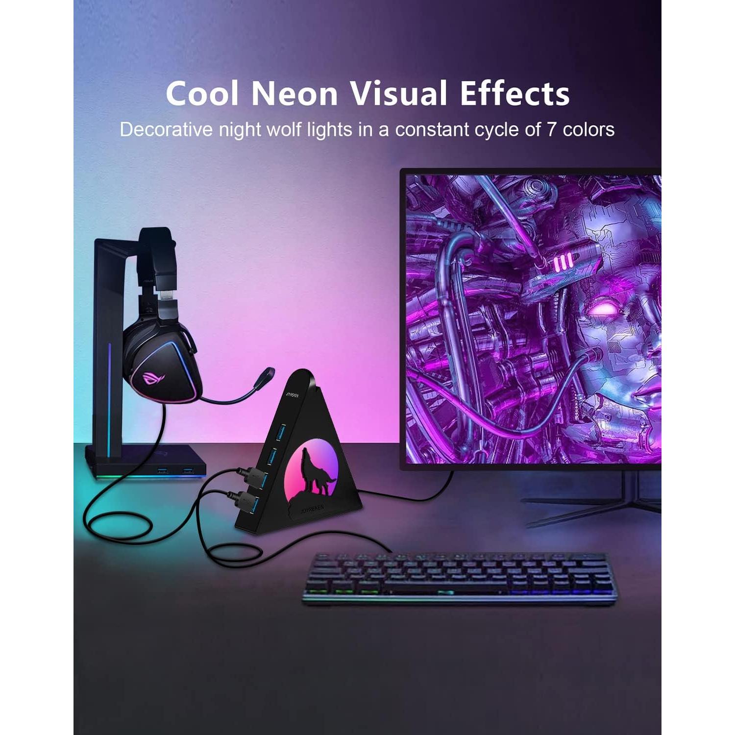 Hub USB 3.0 JoyReken de 6 Puertos con Carga Rápida y RGB