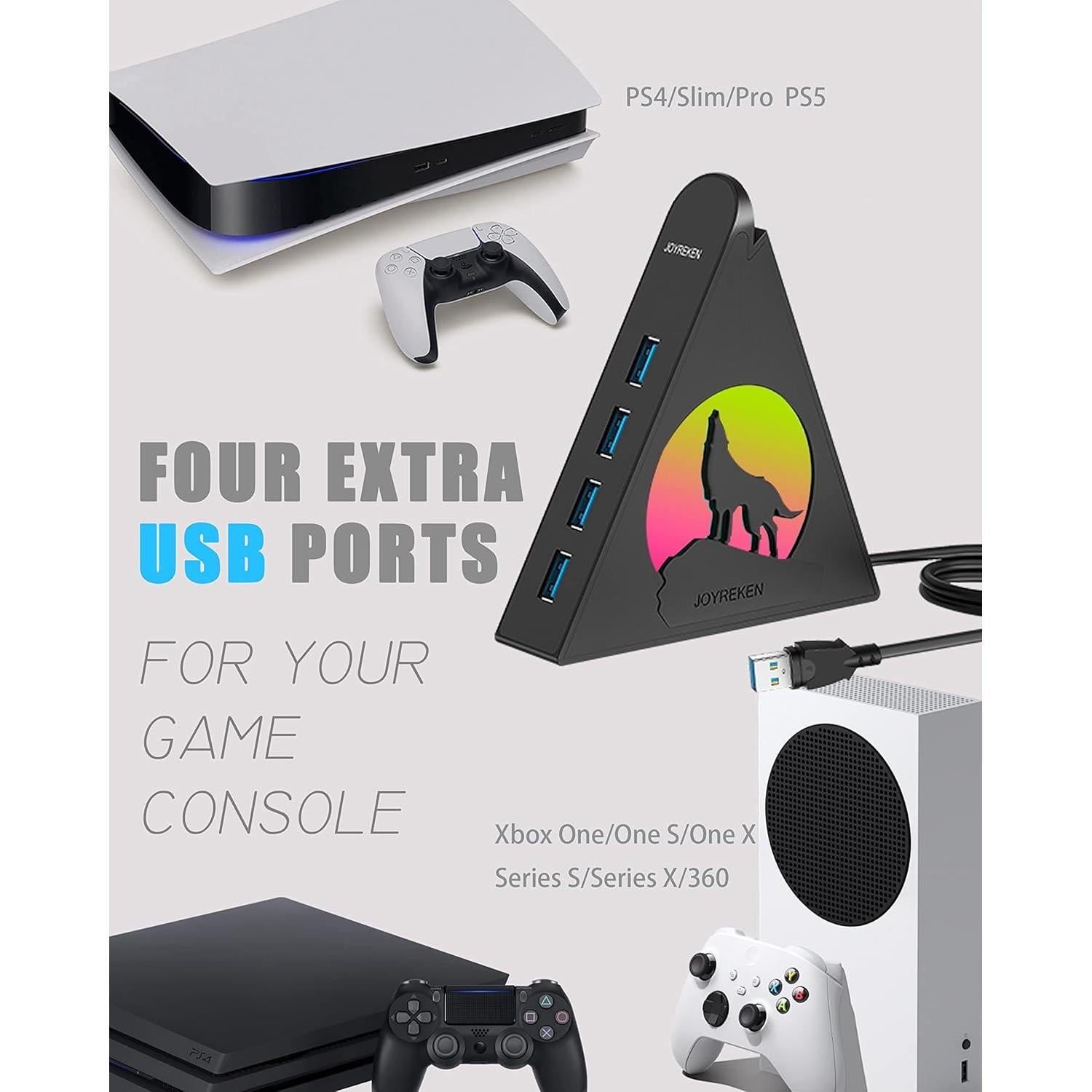 Hub USB 3.0 JoyReken de 6 Puertos con Carga Rápida y RGB