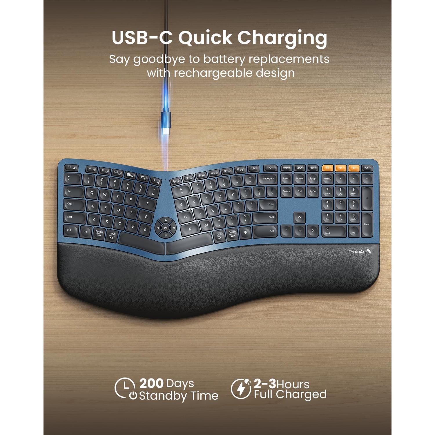 Teclado Ergonómico Inalámbrico ProtoArc EK01 Plus y Ratón Vertical EM05