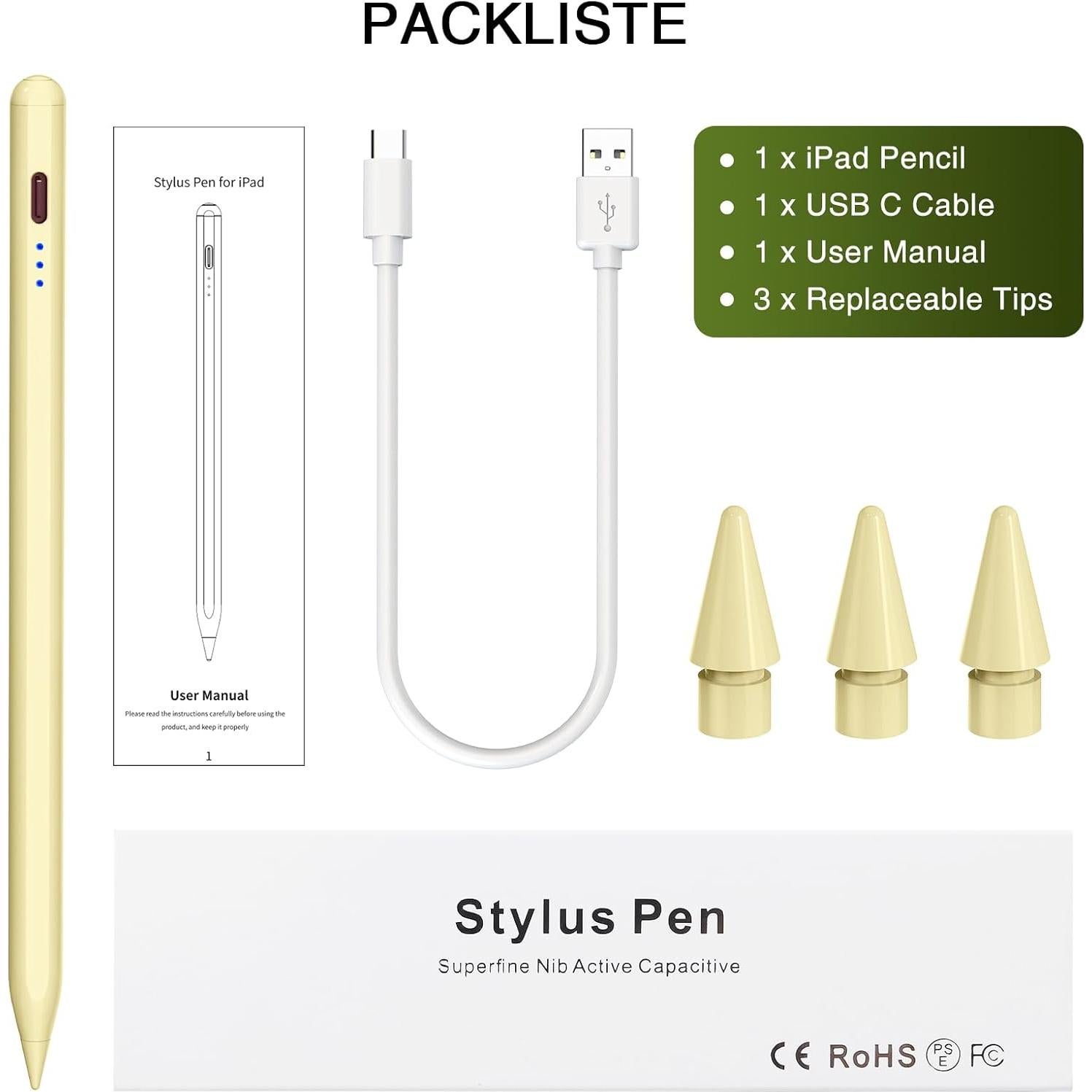 Lápiz para iPad HATOKU 1ra Gen. Carga Rápida Amarillo