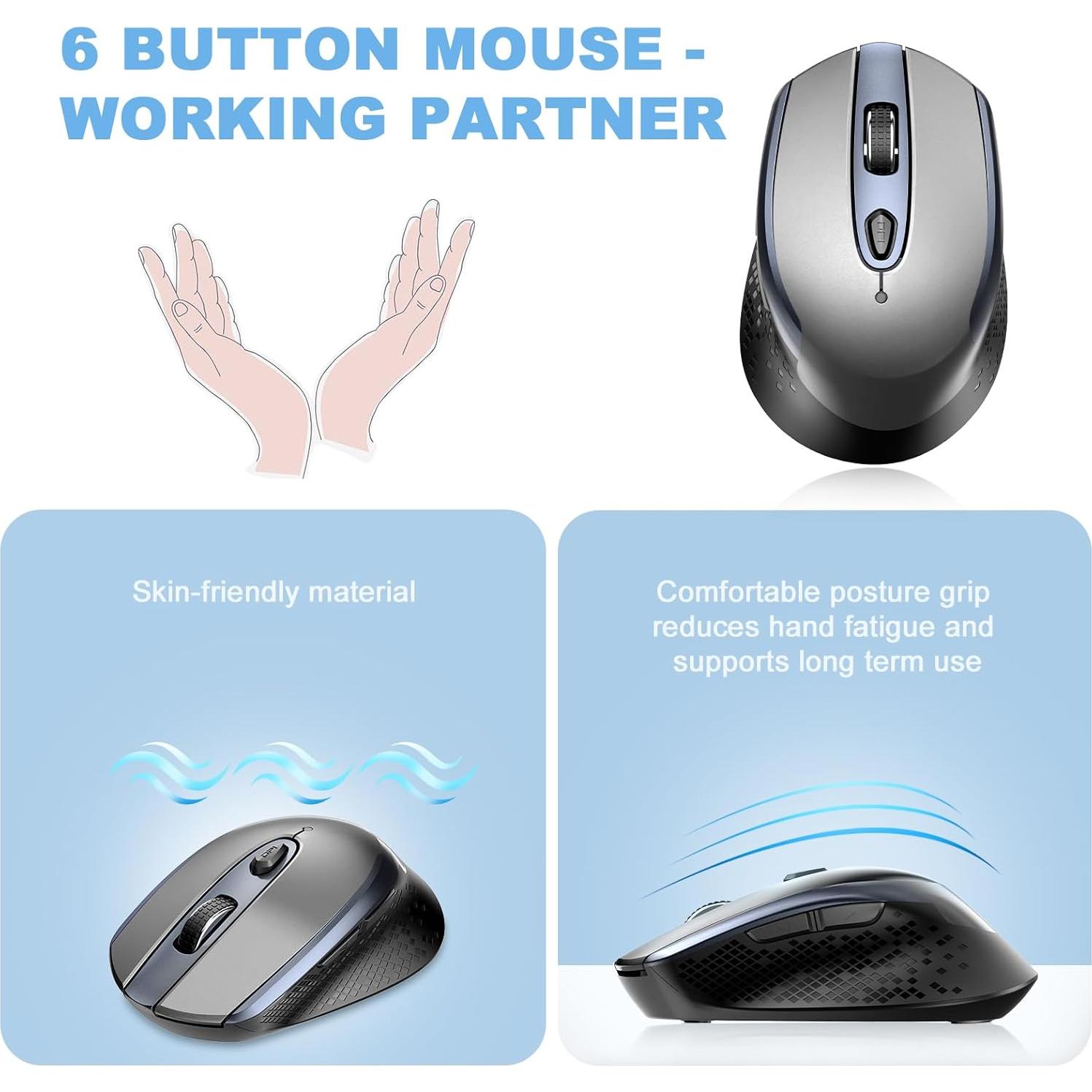 Ratón Inalámbrico Silencioso Cimetech TM004 - Gris, 3 DPI