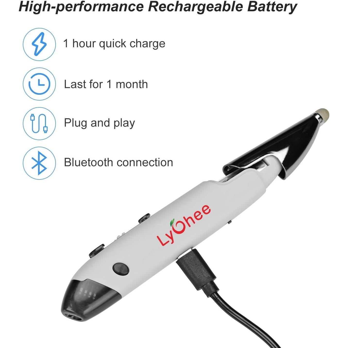 Ratón óptico ergonómico recargable Lychee gris con stylus