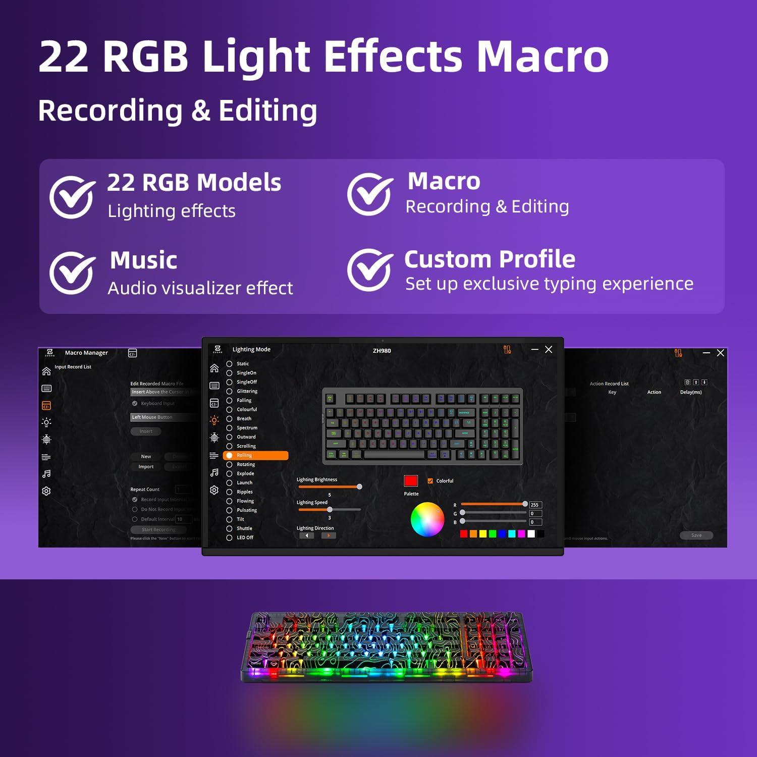 Teclado Mecánico ZORNHER ZH980 Inalámbrico 95% RGB