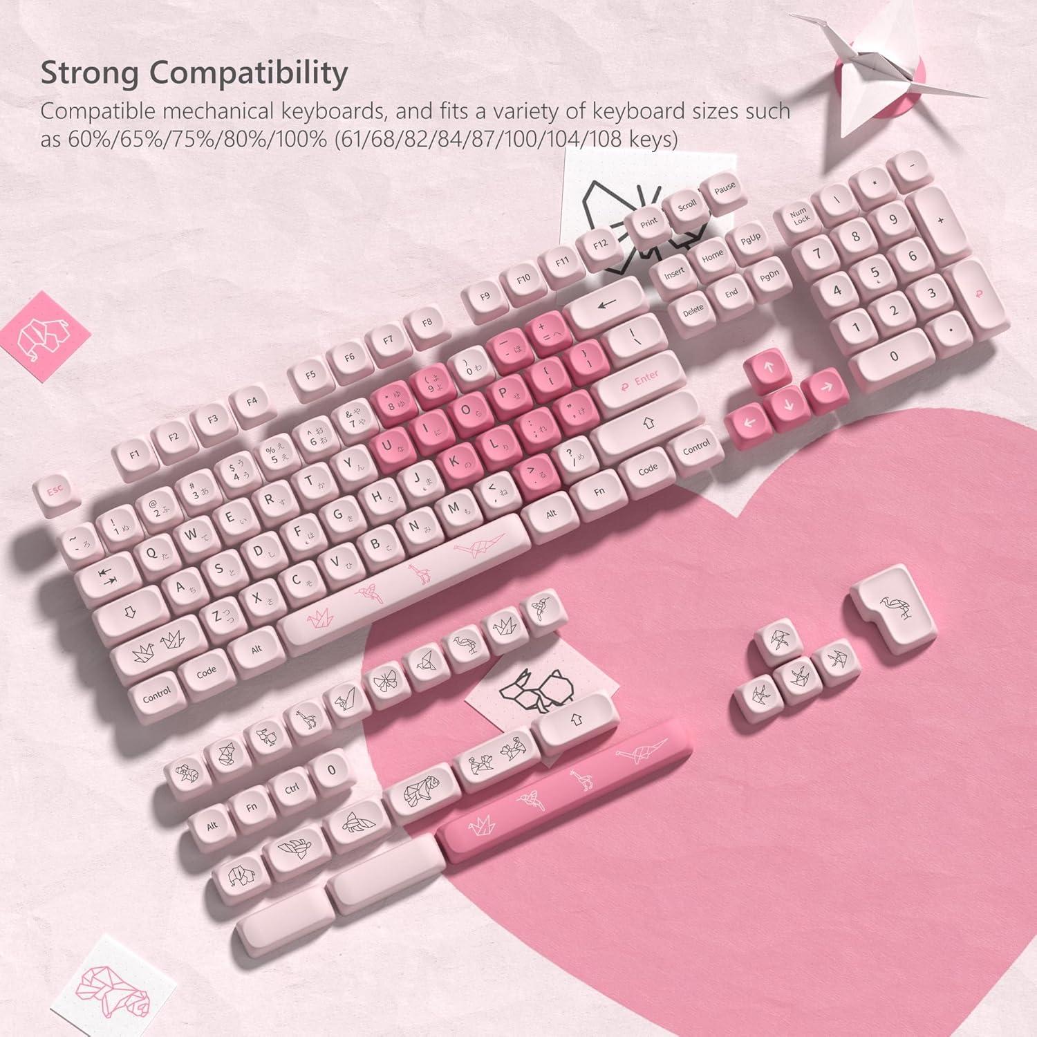 Juego de Teclas Womier MOA Love Rosa PBT 130 Teclas