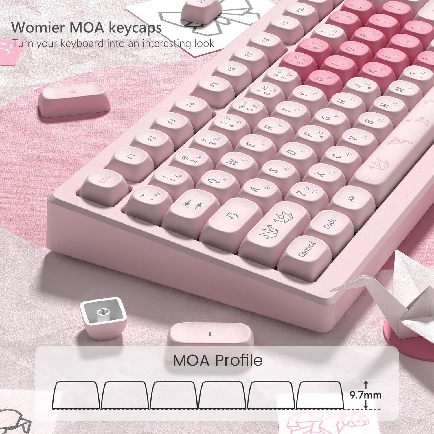 Juego de Teclas Womier MOA Love Rosa PBT 130 Teclas