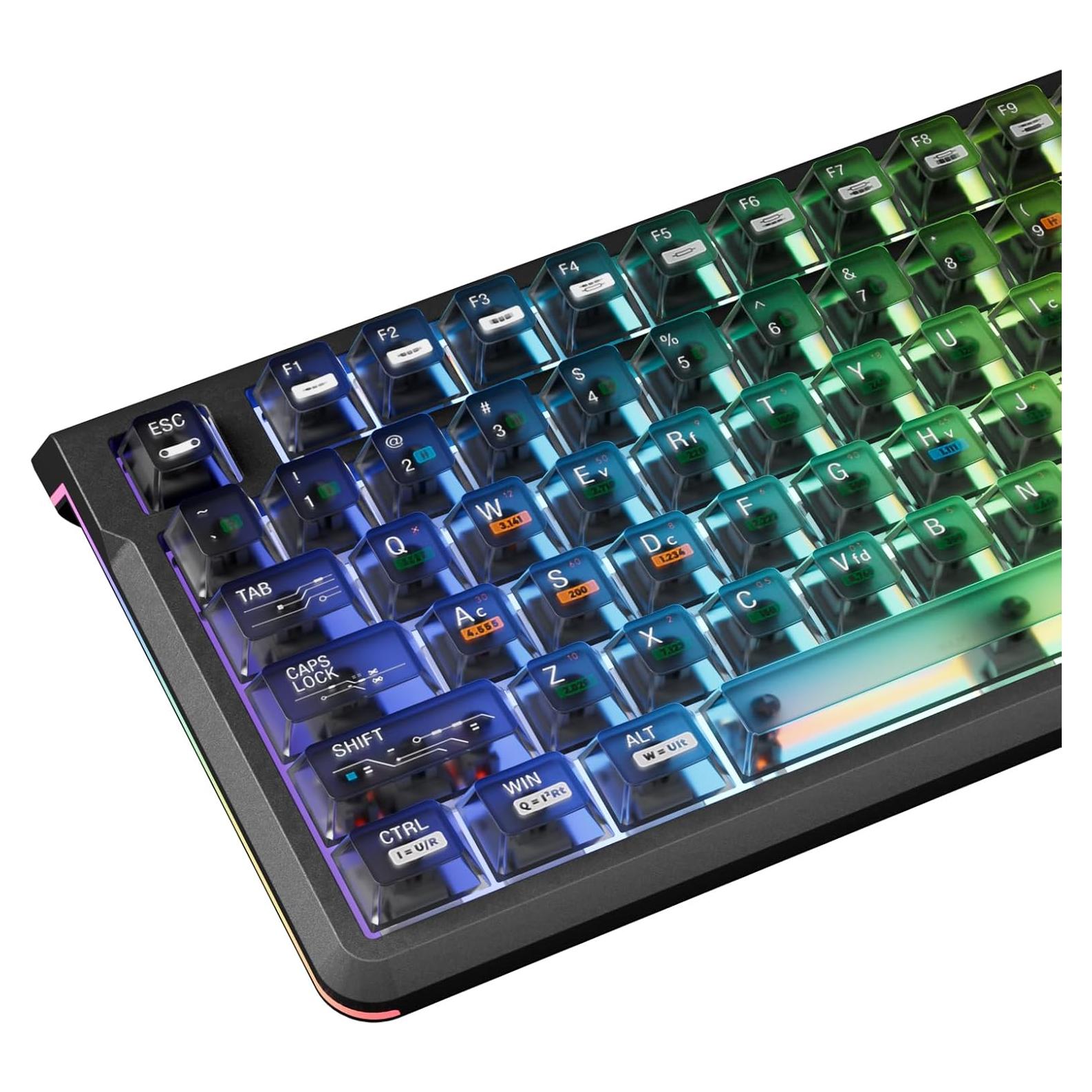 Juego de 115 Teclas Transparentes Negras FunHub para Teclados Mecánicos