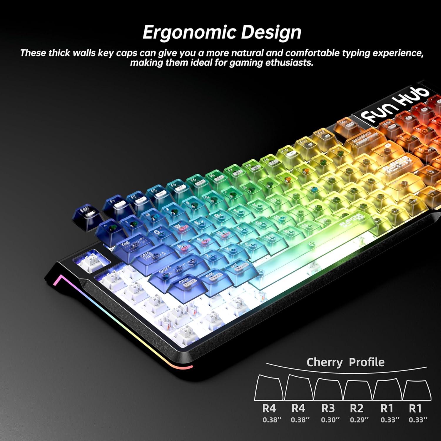 Juego de 115 Teclas Transparentes Negras FunHub para Teclados Mecánicos