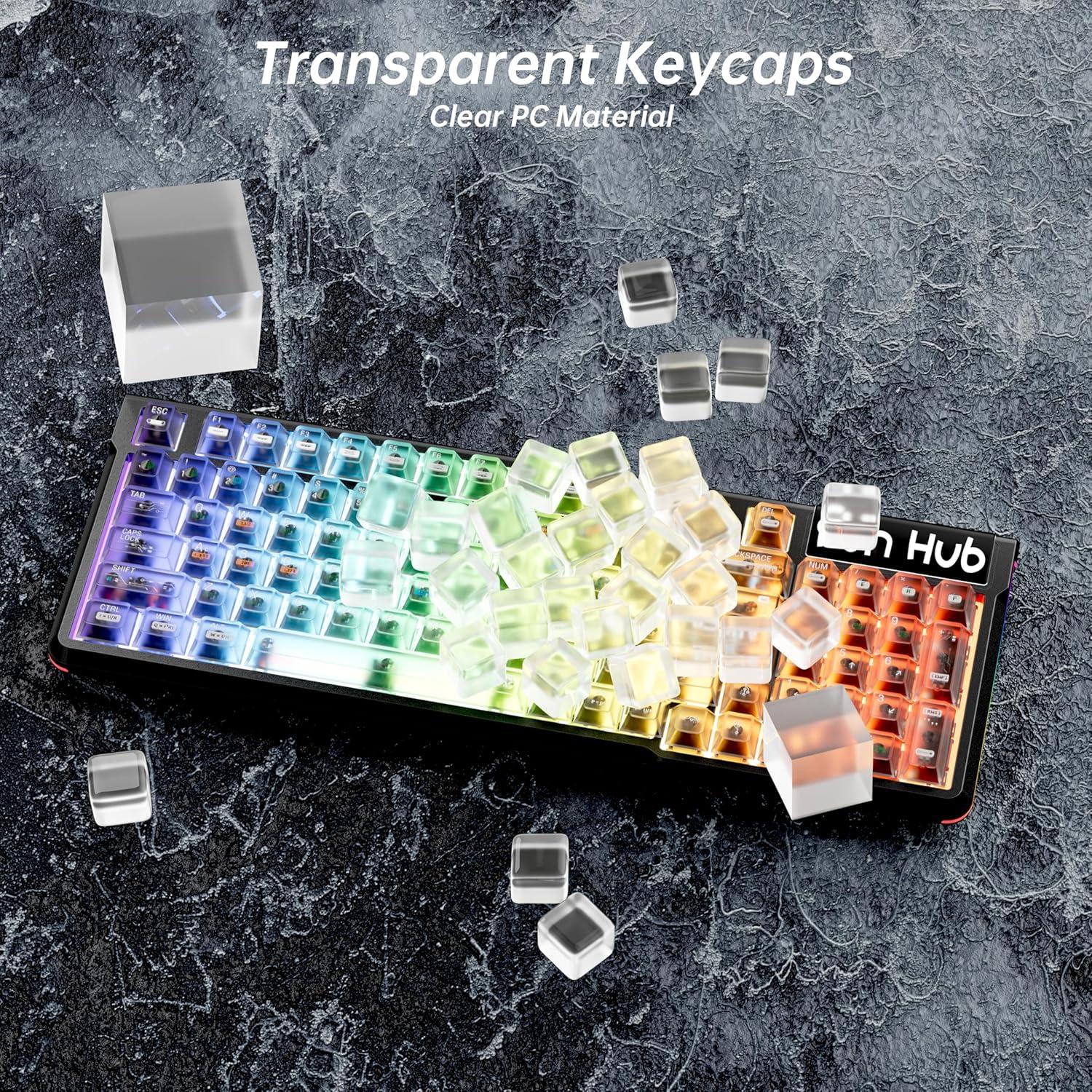 Juego de 115 Teclas Transparentes Negras FunHub para Teclados Mecánicos