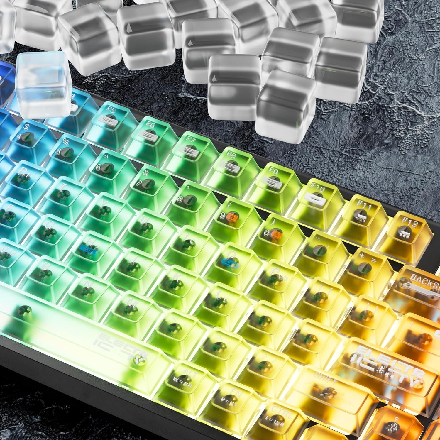 Juego de 115 Teclas Transparentes Negras FunHub para Teclados Mecánicos