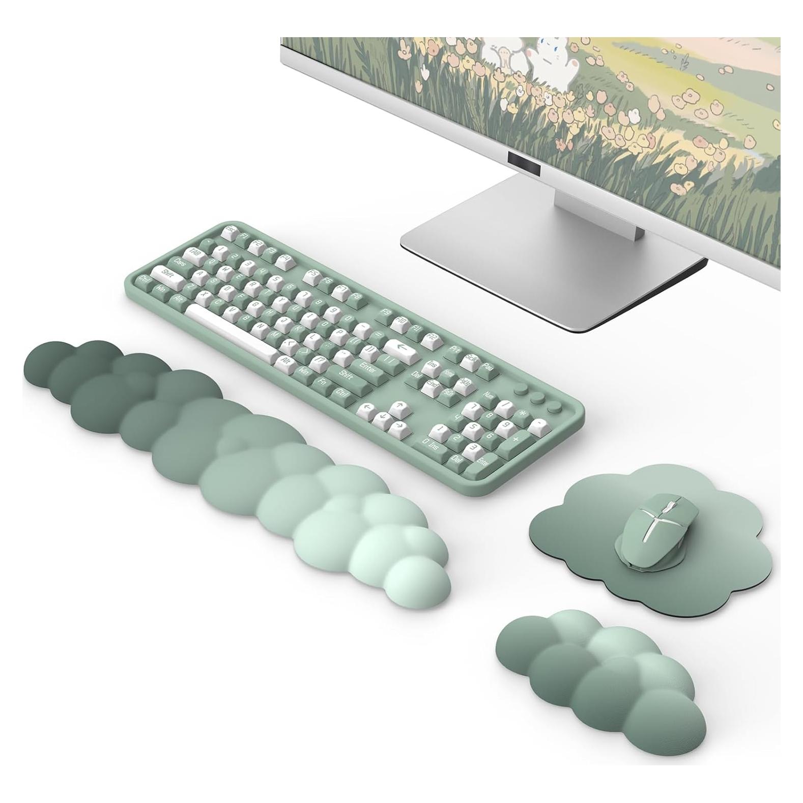Reposamuñecas Ergonómico MoKo Nube Verde para Teclado y Ratón