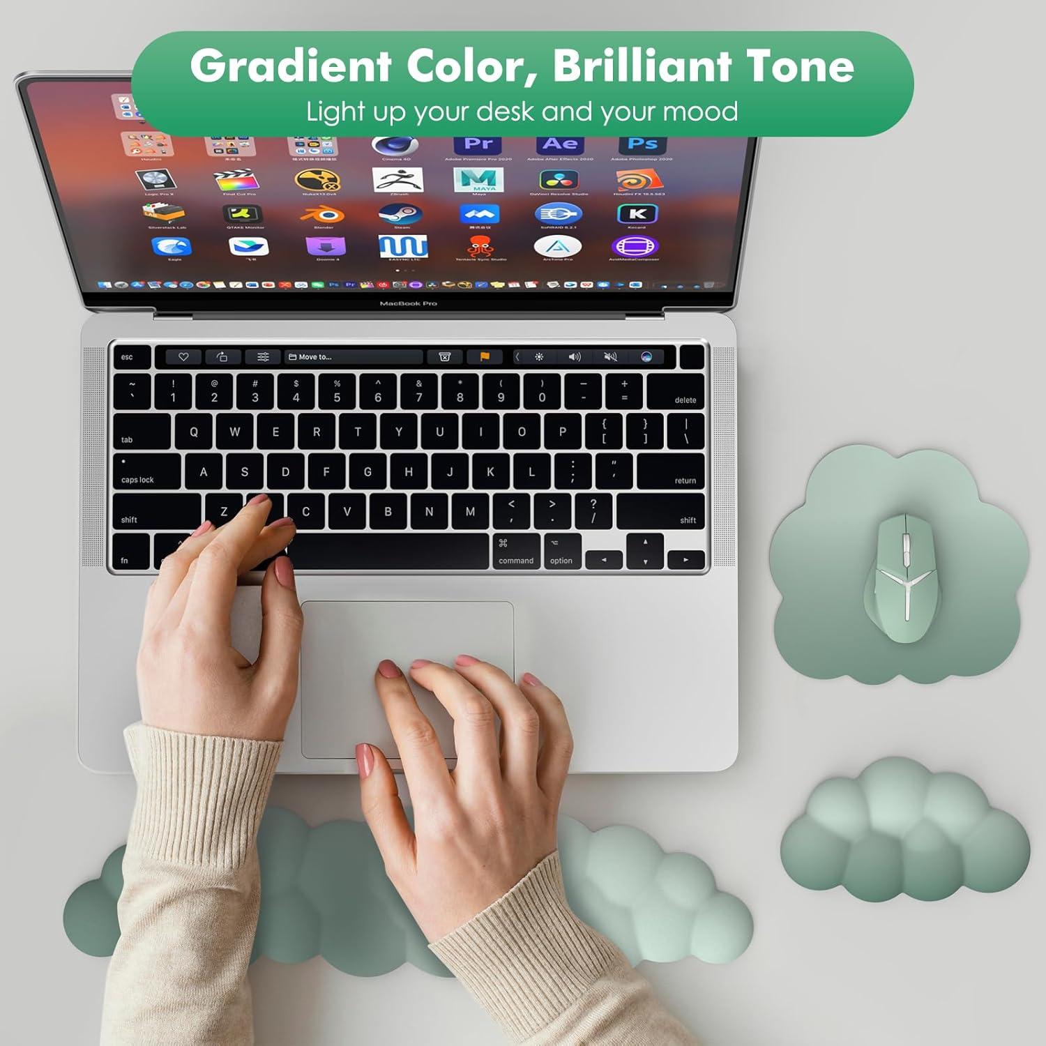 Reposamuñecas Ergonómico MoKo Nube Verde para Teclado y Ratón