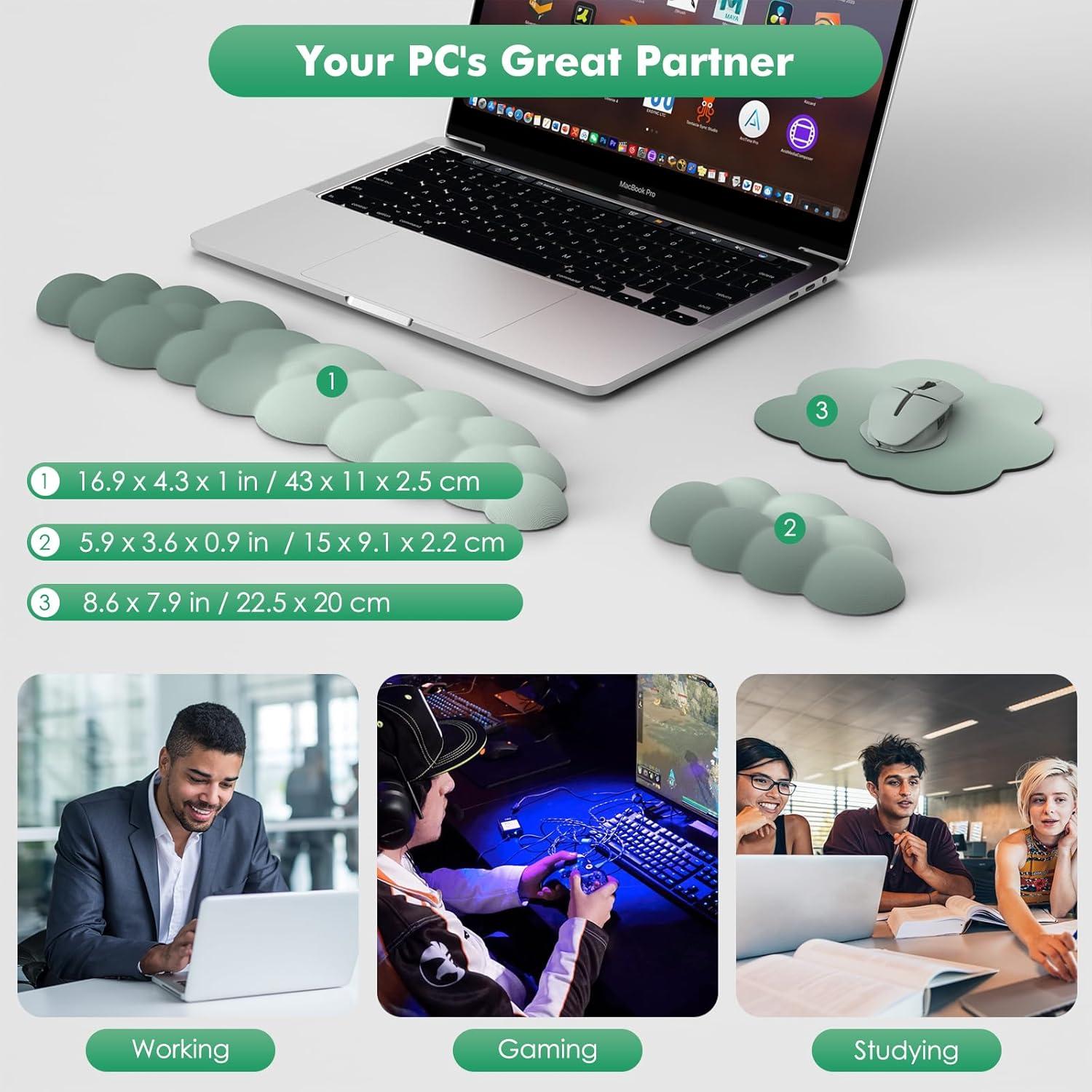 Reposamuñecas Ergonómico MoKo Nube Verde para Teclado y Ratón