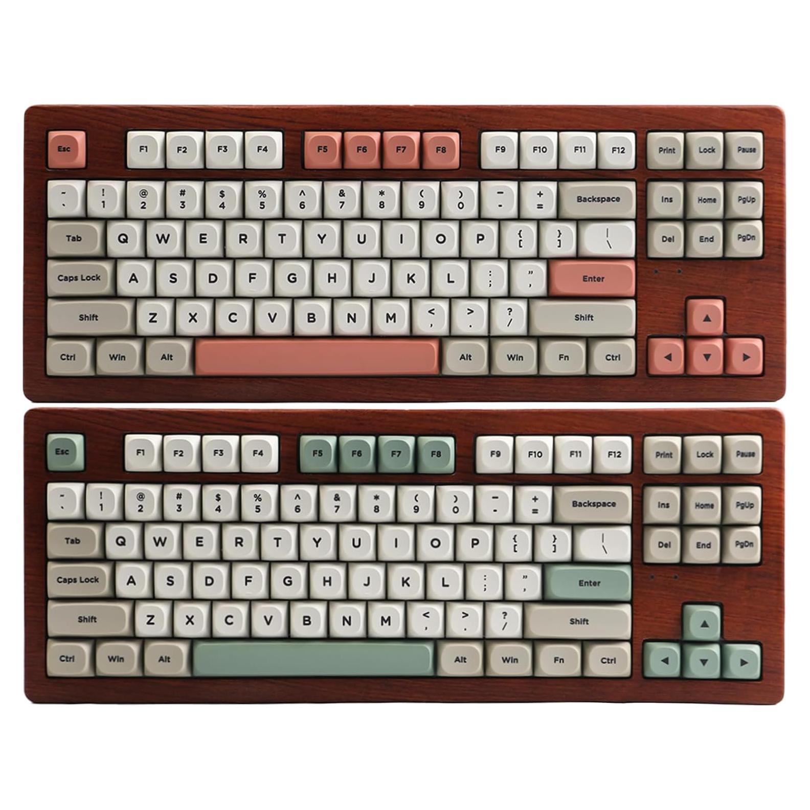 Conjunto de Teclas Mecánicas PBT 142 Teclas Gris Rojo Verde - Retro 9009 MA