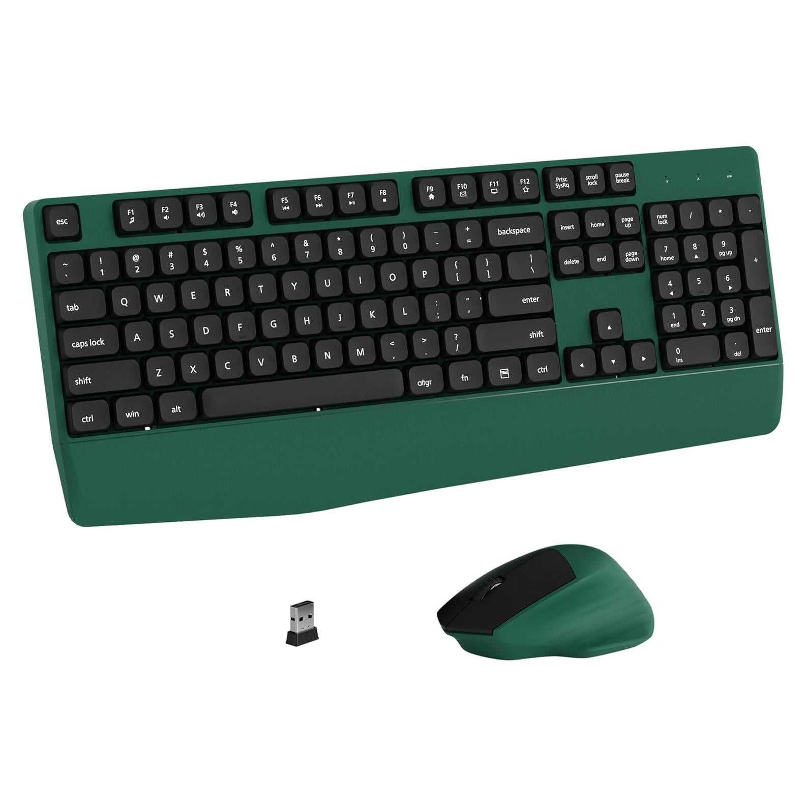 Combo Teclado y Ratón Inalámbrico 2.4GHz Verde - 104 Teclas