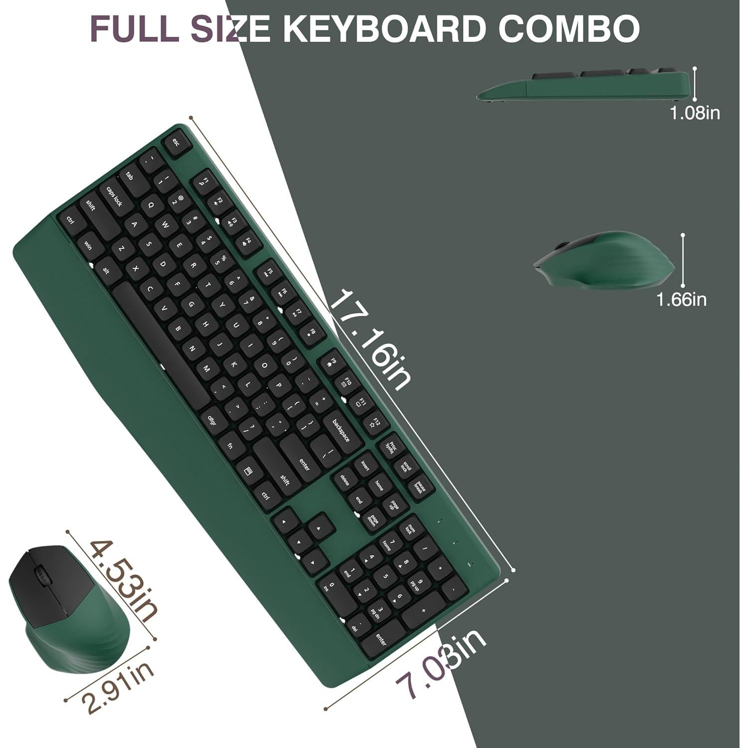 Combo Teclado y Ratón Inalámbrico 2.4GHz Verde - 104 Teclas