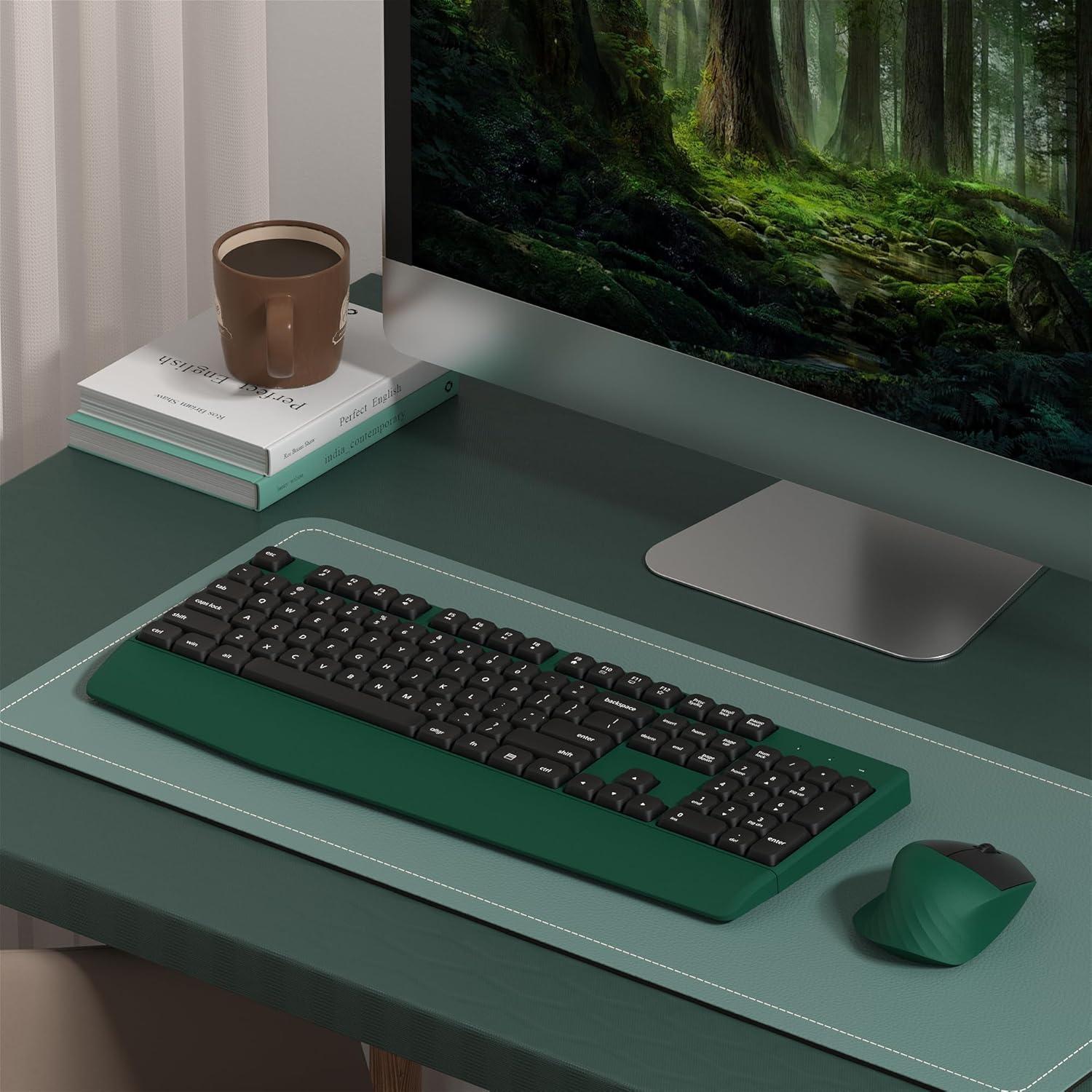 Combo Teclado y Ratón Inalámbrico 2.4GHz Verde - 104 Teclas