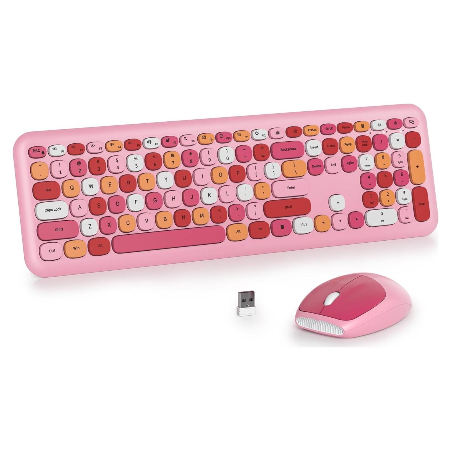 Combo Teclado y Ratón Inalámbrico Retro SbocKeeb Rosa 110 Teclas