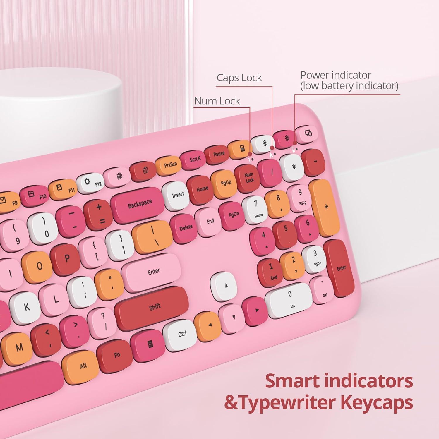 Combo Teclado y Ratón Inalámbrico Retro SbocKeeb Rosa 110 Teclas