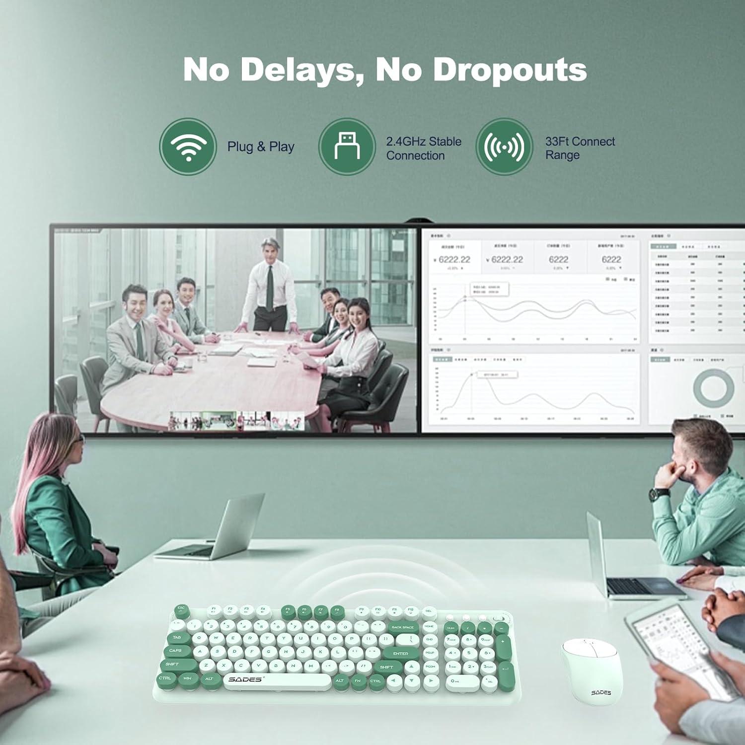 Combo Teclado y Ratón Inalámbricos LETTON K03 Verde Menta