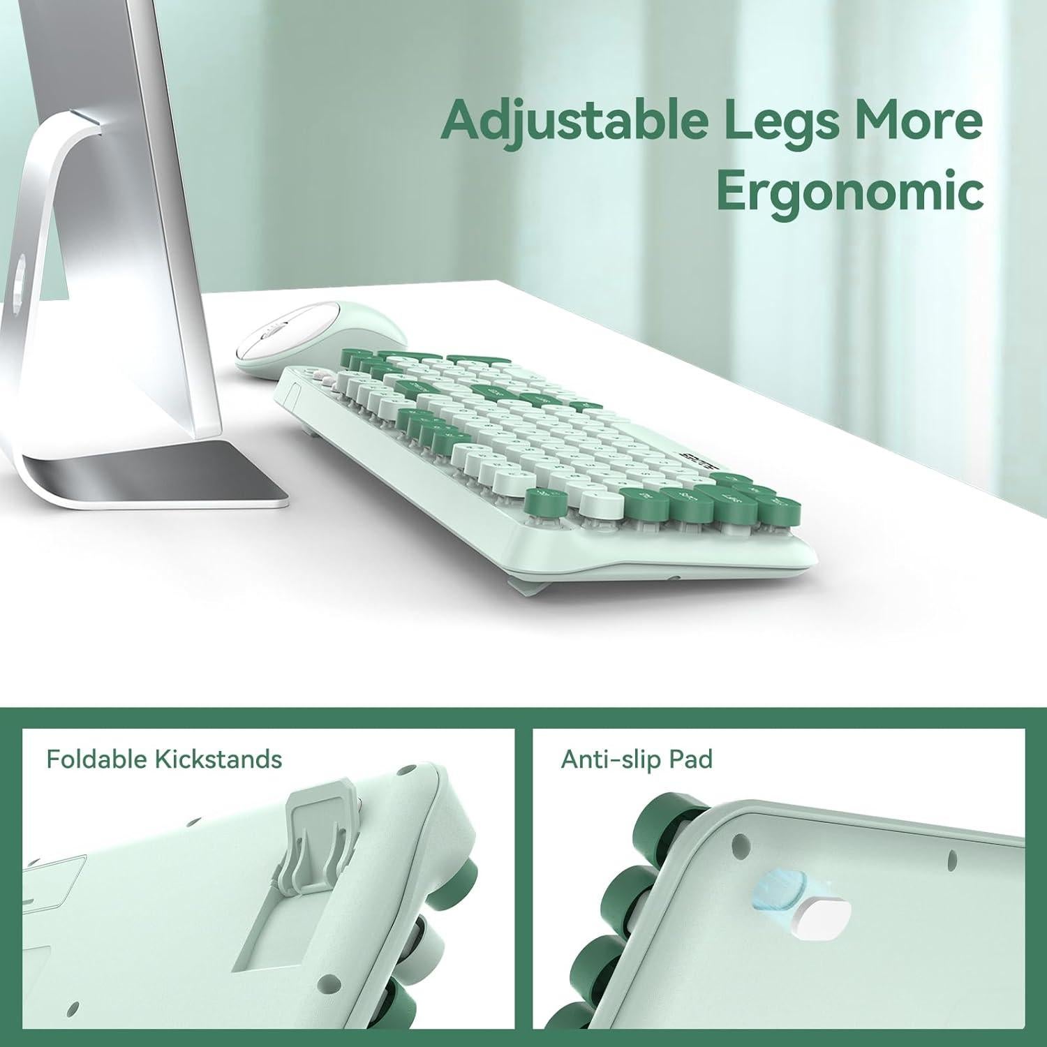 Combo Teclado y Ratón Inalámbricos LETTON K03 Verde Menta