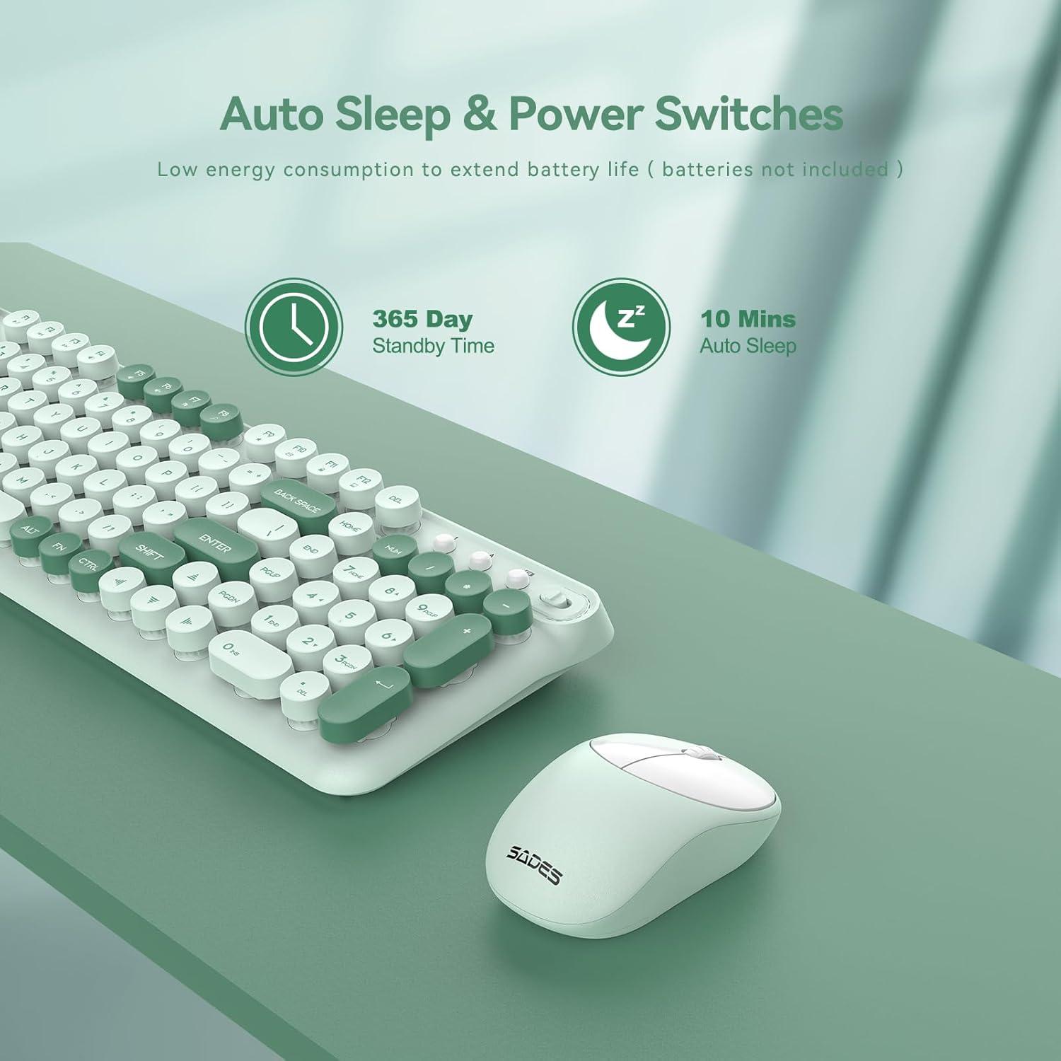Combo Teclado y Ratón Inalámbricos LETTON K03 Verde Menta