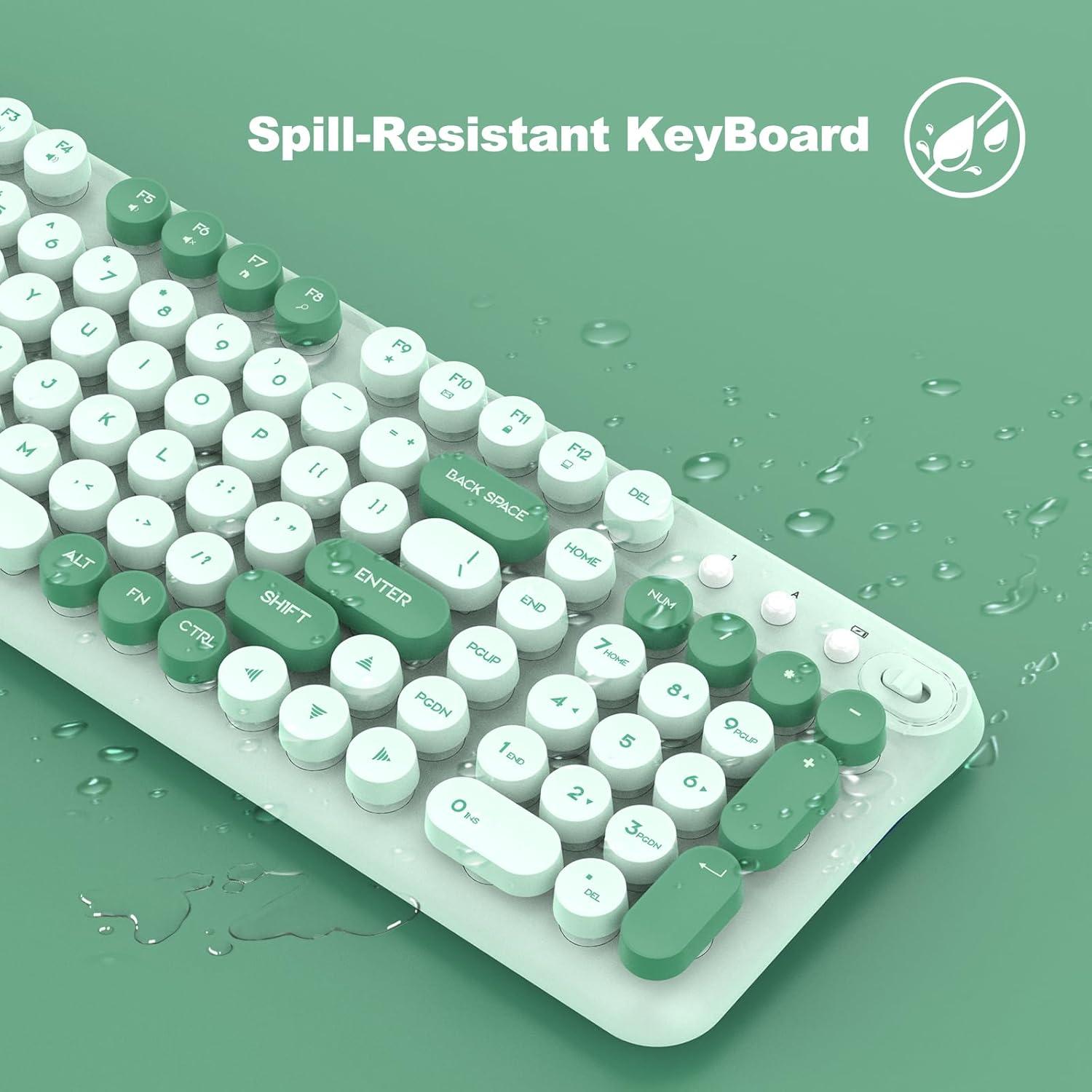 Combo Teclado y Ratón Inalámbricos LETTON K03 Verde Menta