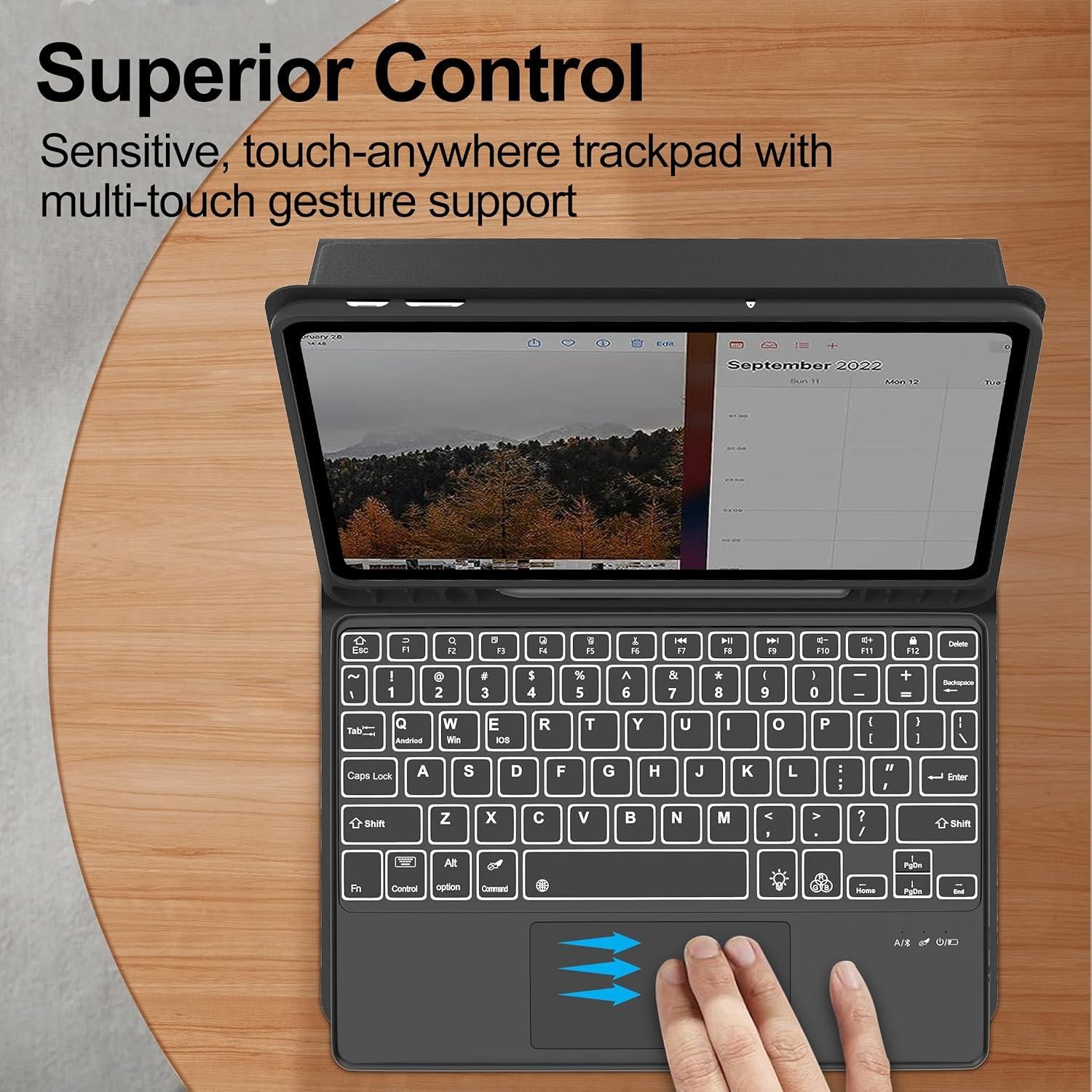 Funda de Teclado AMOUOGOEY para Samsung Galaxy Tab A9+ 11"