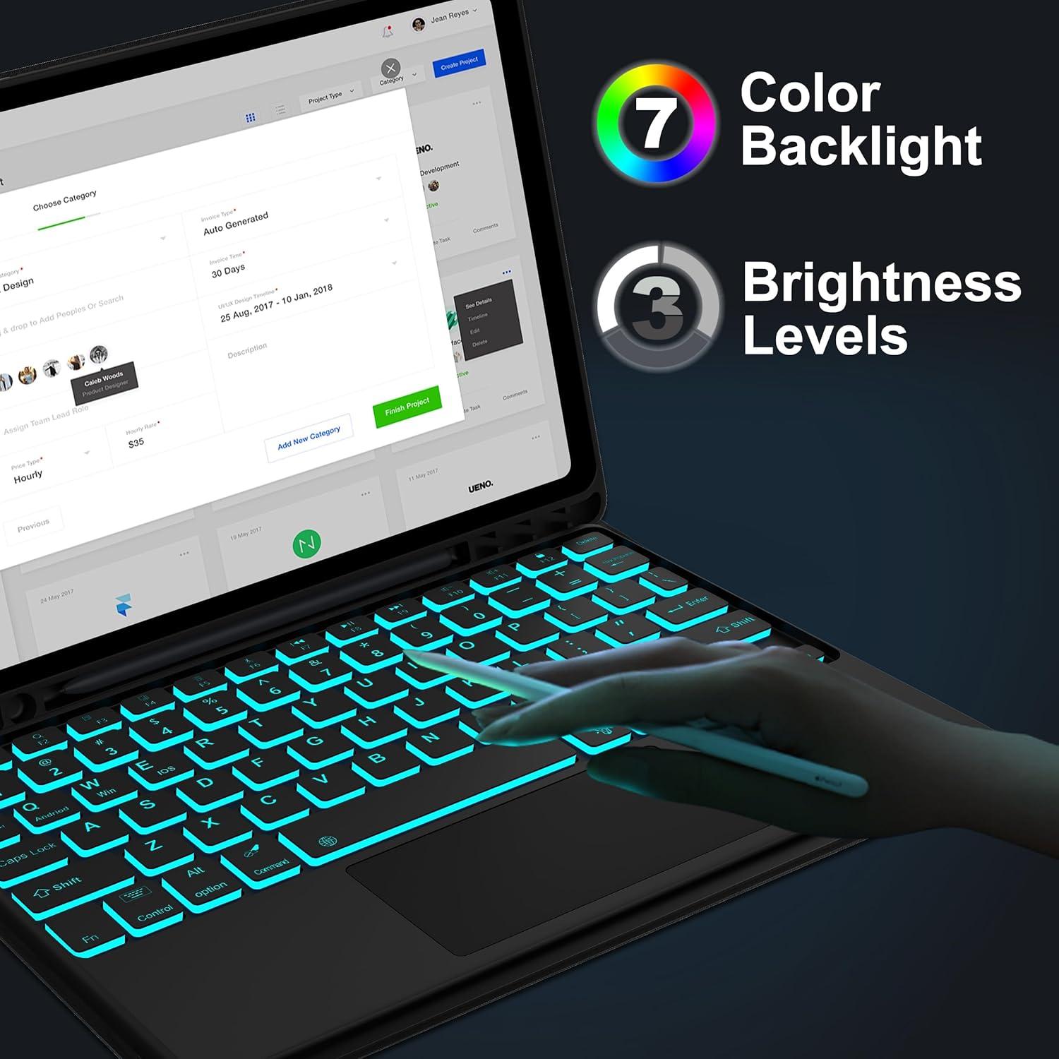 Funda de Teclado AMOUOGOEY para Samsung Galaxy Tab A9+ 11"