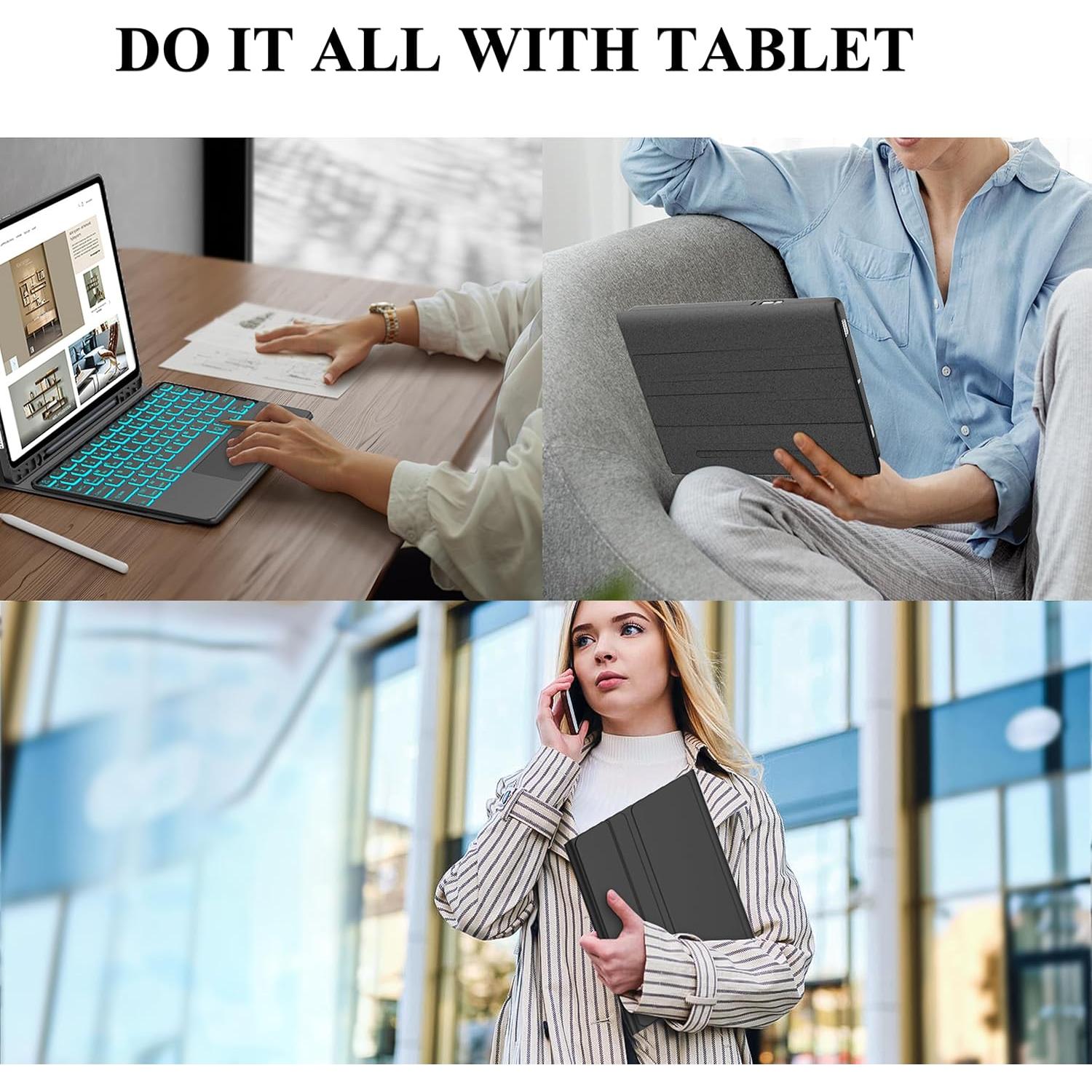 Funda de Teclado AMOUOGOEY para Samsung Galaxy Tab A9+ 11"