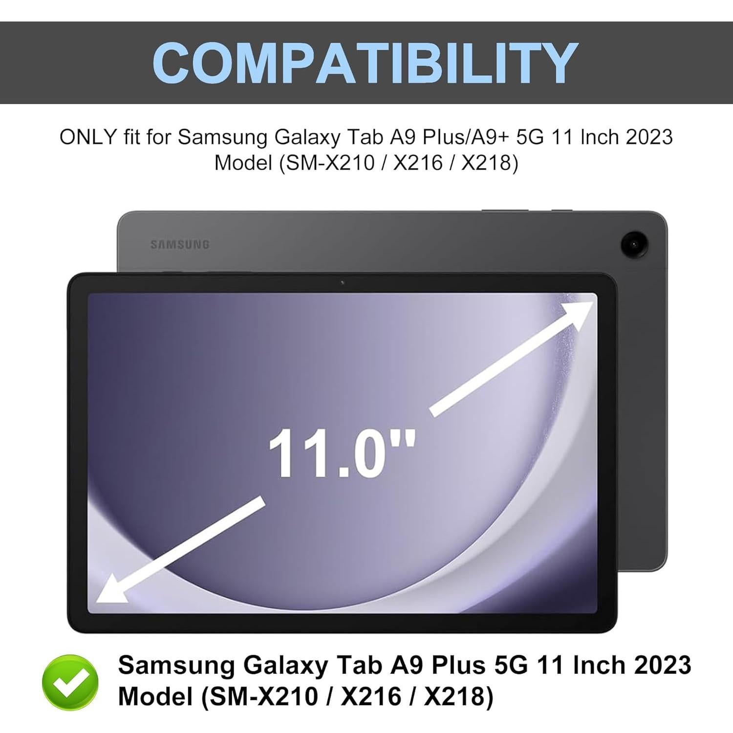 Funda de Teclado AMOUOGOEY para Samsung Galaxy Tab A9+ 11"