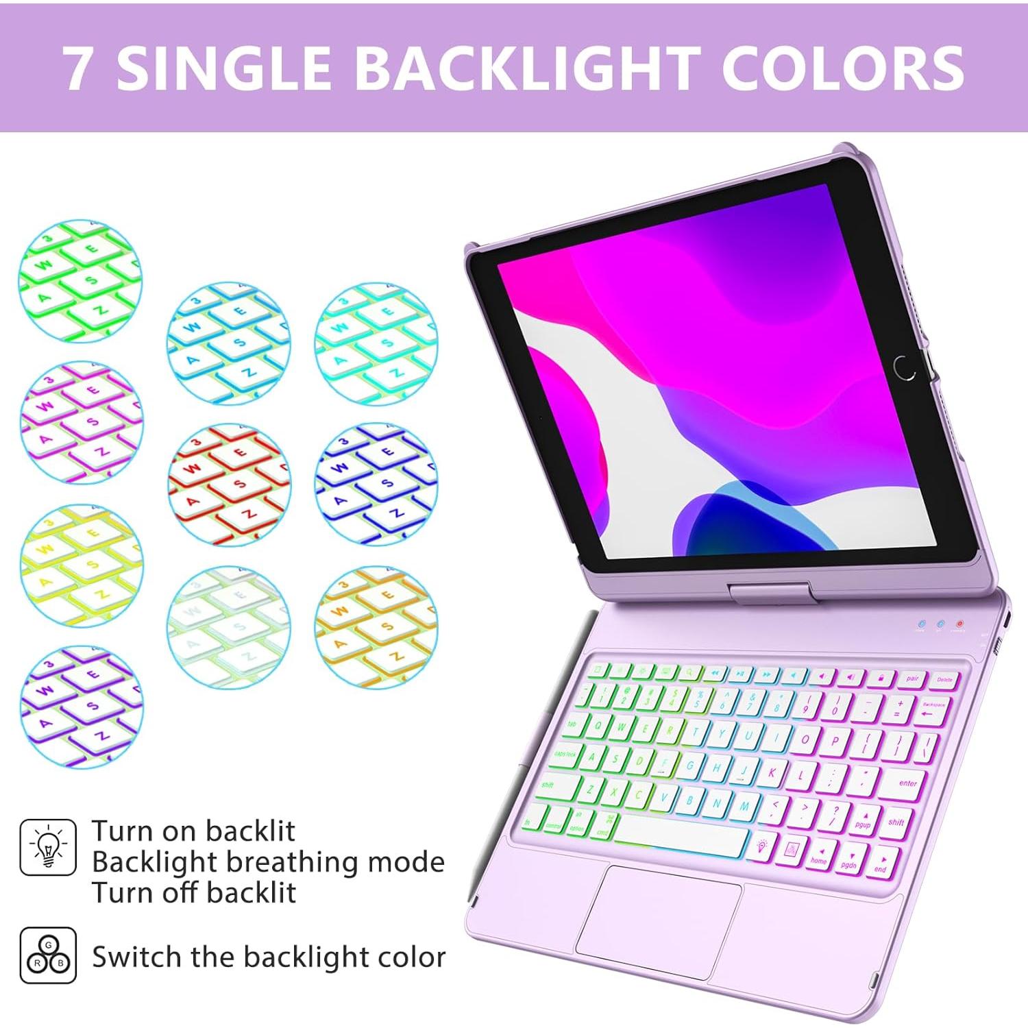 Funda Teclado Bluetooth aMZCaSE para iPad 10.2" 9ª Gen Púrpura