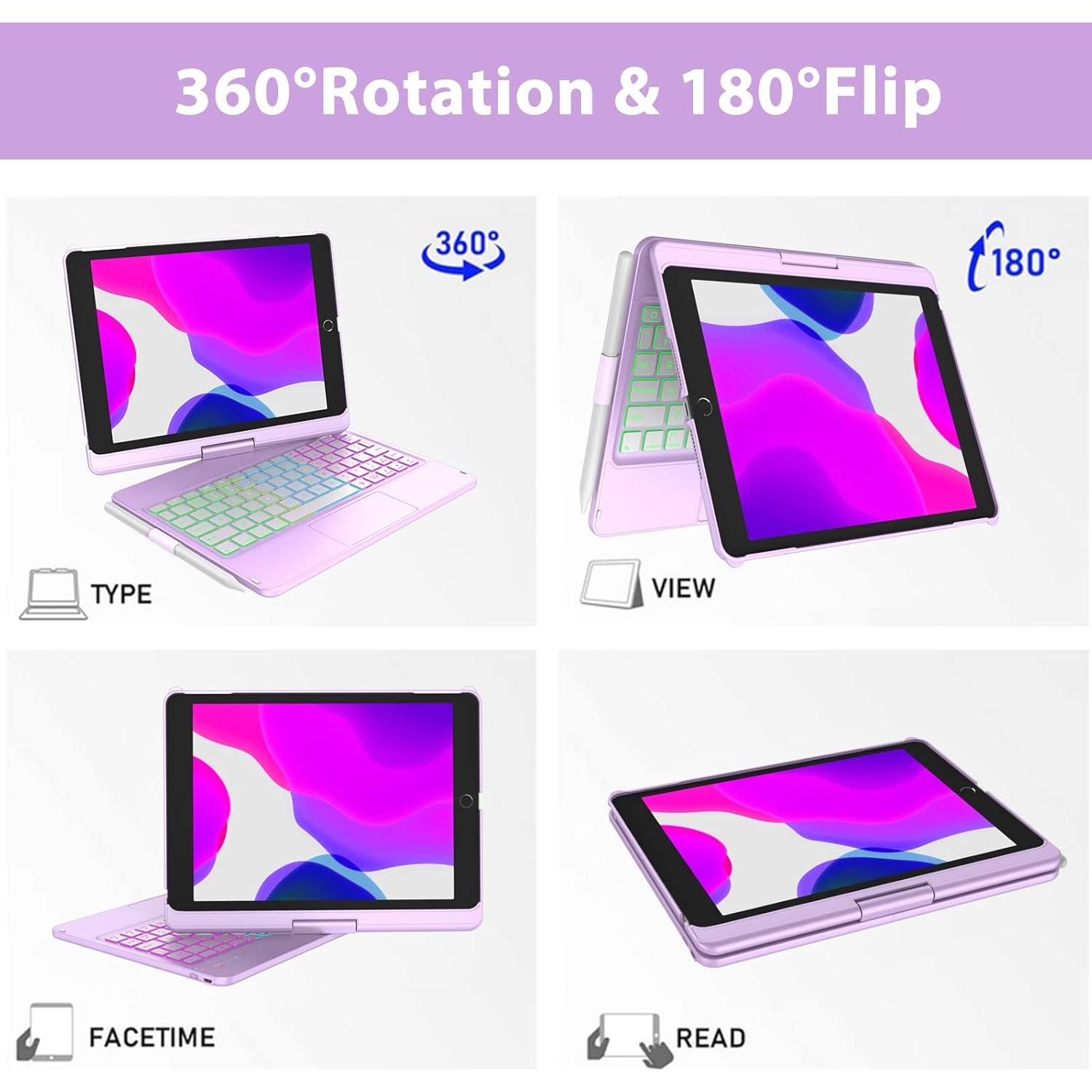 Funda Teclado Bluetooth aMZCaSE para iPad 10.2" 9ª Gen Púrpura