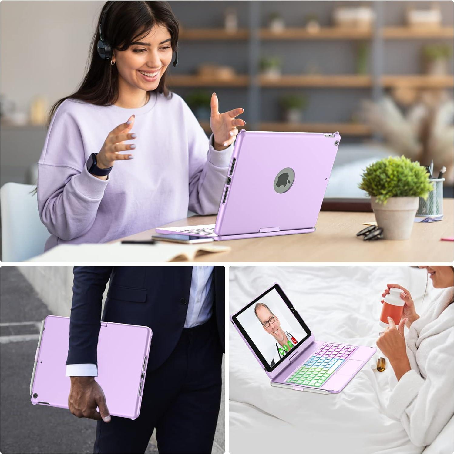 Funda Teclado Bluetooth aMZCaSE para iPad 10.2" 9ª Gen Púrpura