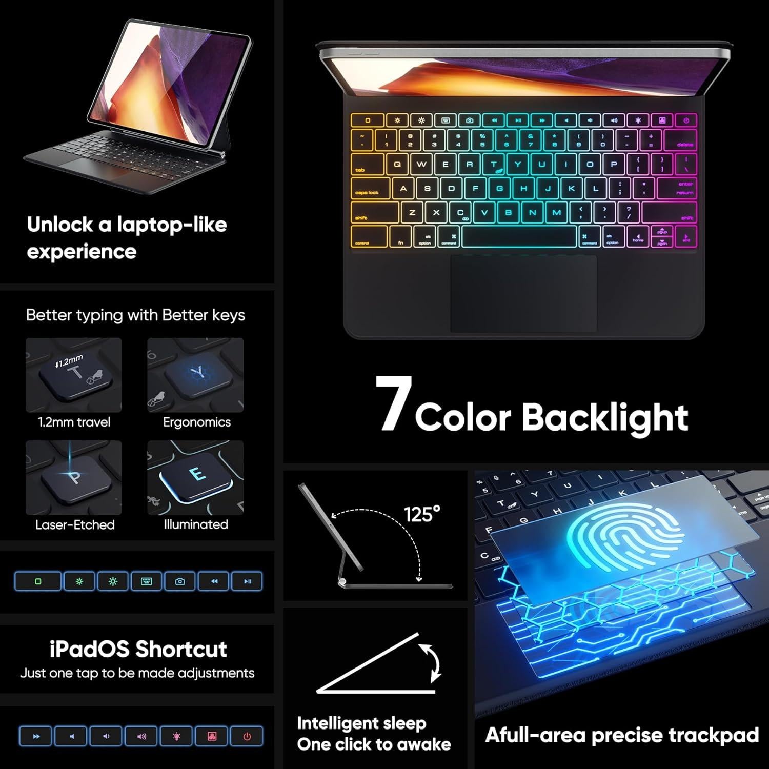 Funda de Teclado doqo Magic para iPad Pro 12.9 y Air 13