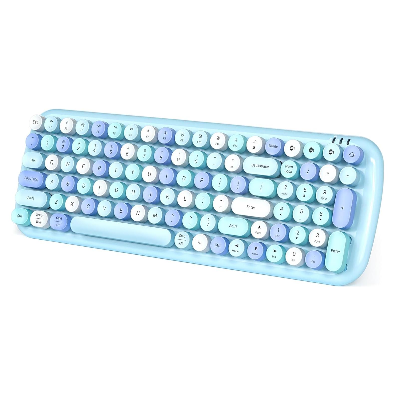 Teclado Bluetooth Inalámbrico Meidosa 100 Teclas Retro Colorido