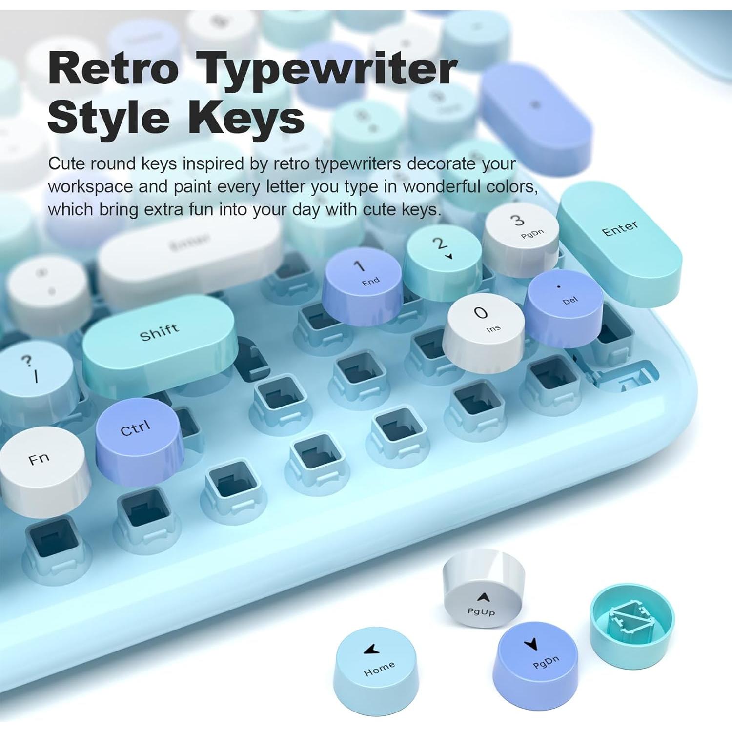 Teclado Bluetooth Inalámbrico Meidosa 100 Teclas Retro Colorido