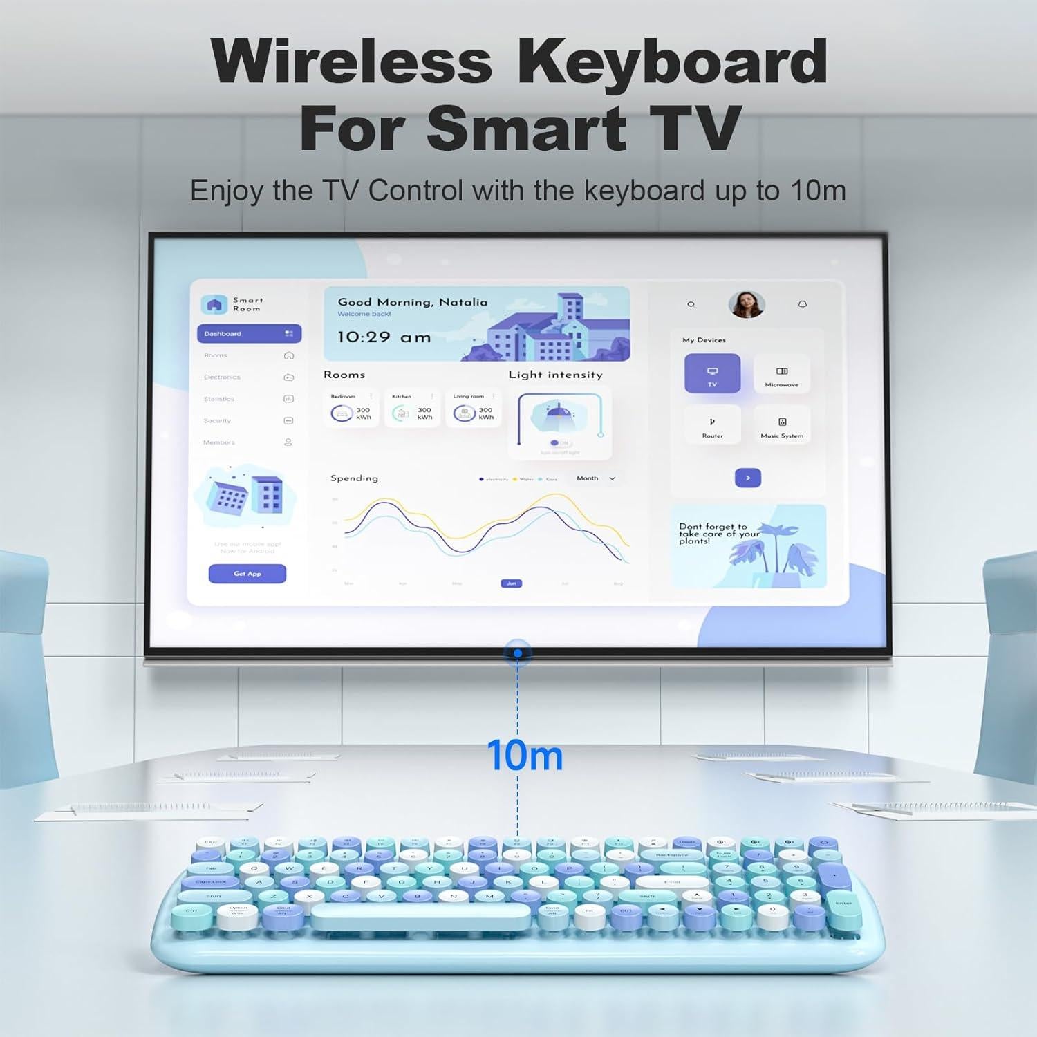 Teclado Bluetooth Inalámbrico Meidosa 100 Teclas Retro Colorido