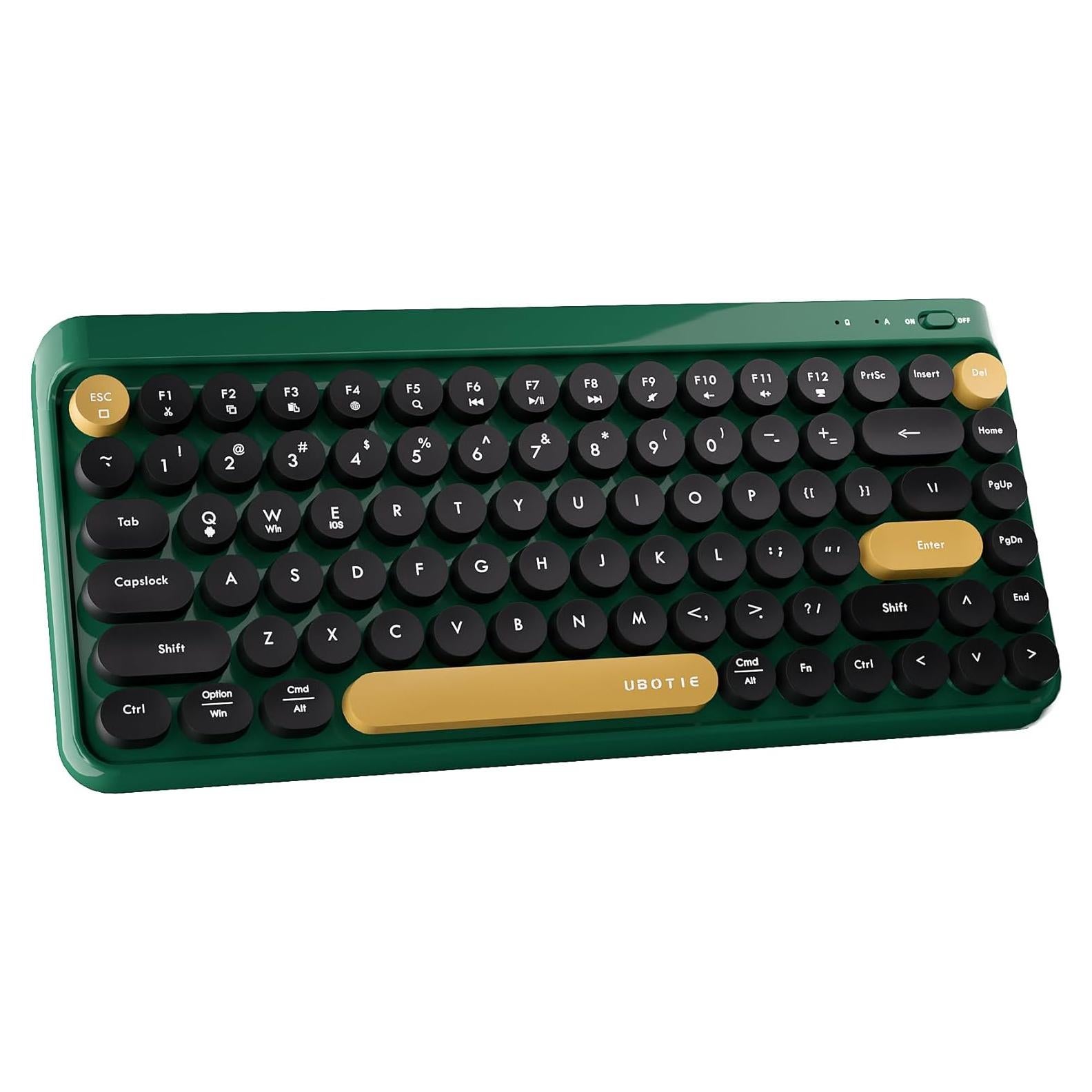 Teclado Inalámbrico Bluetooth UBOTIE TKL Retro 84 Teclas Verde