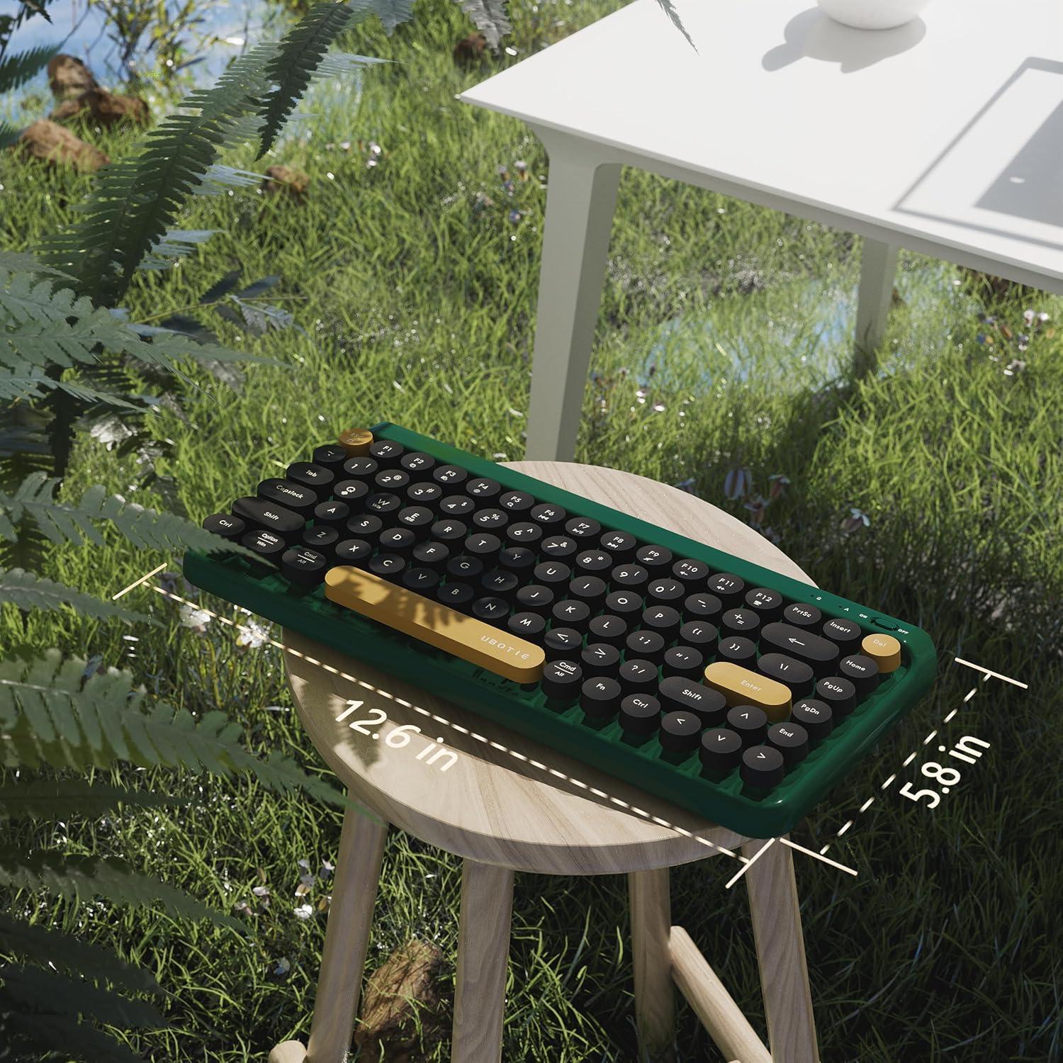 Teclado Inalámbrico Bluetooth UBOTIE TKL Retro 84 Teclas Verde