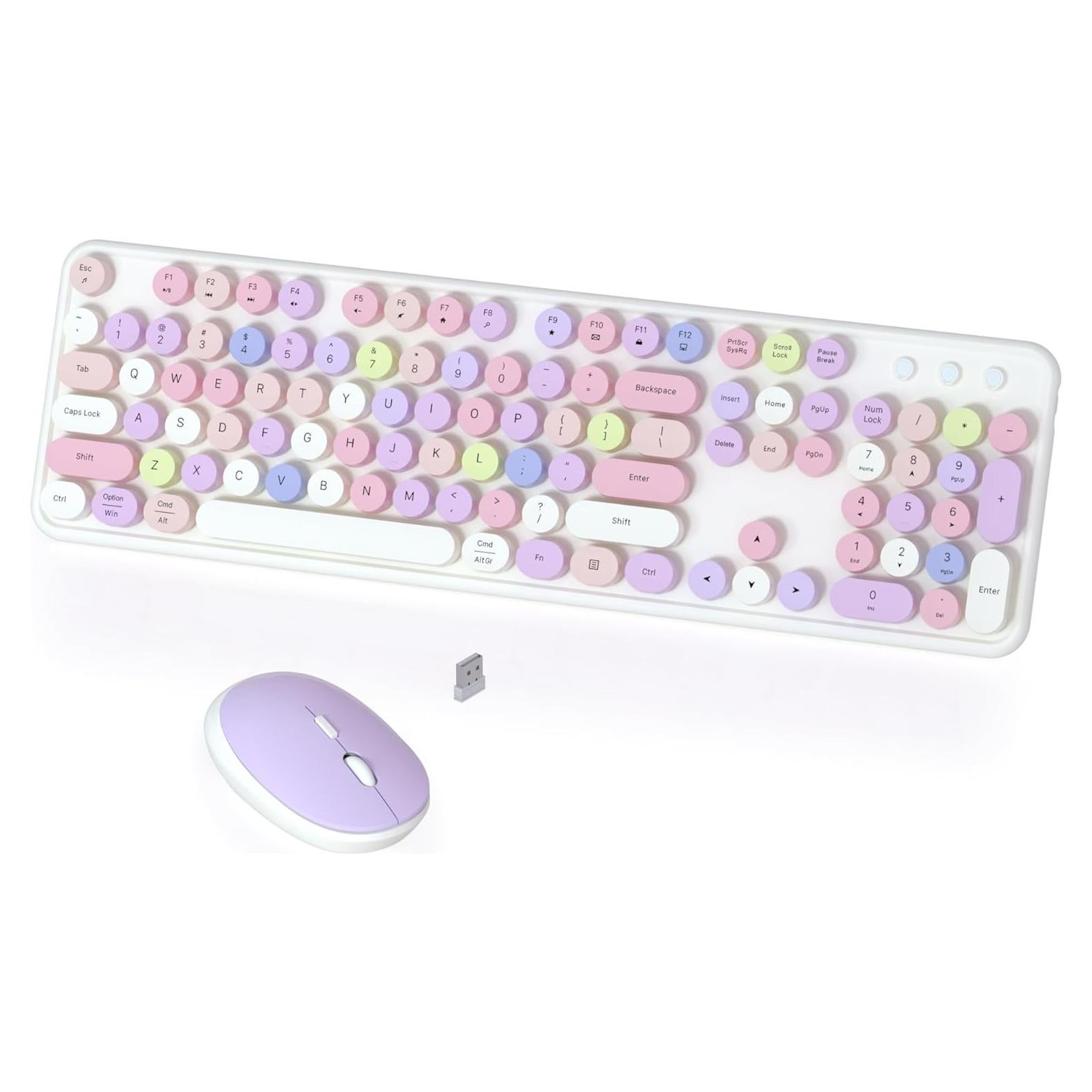 Combo Teclado y Ratón Inalámbrico COVEVA Retro 2.4GHz Colorido