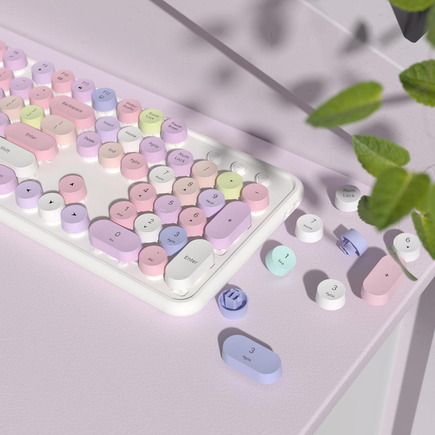 Combo Teclado y Ratón Inalámbrico COVEVA Retro 2.4GHz Colorido