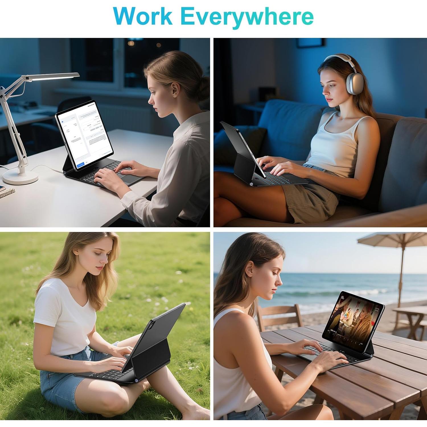 Funda Teclado Mágico Jibrealg para iPad Air/Pro 11" Negro