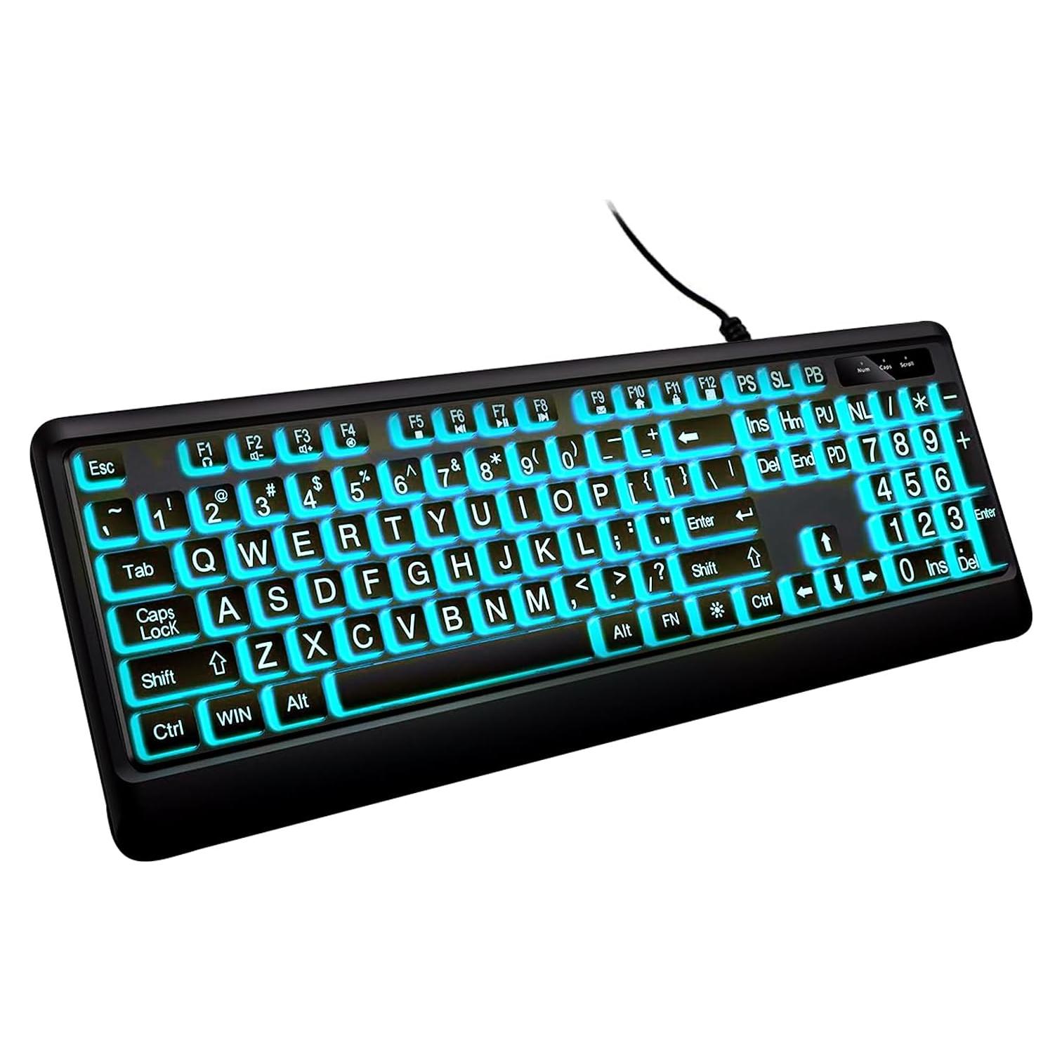 Teclado Retroiluminado USB ROSEPOO Grande 7 Colores Ergonómico